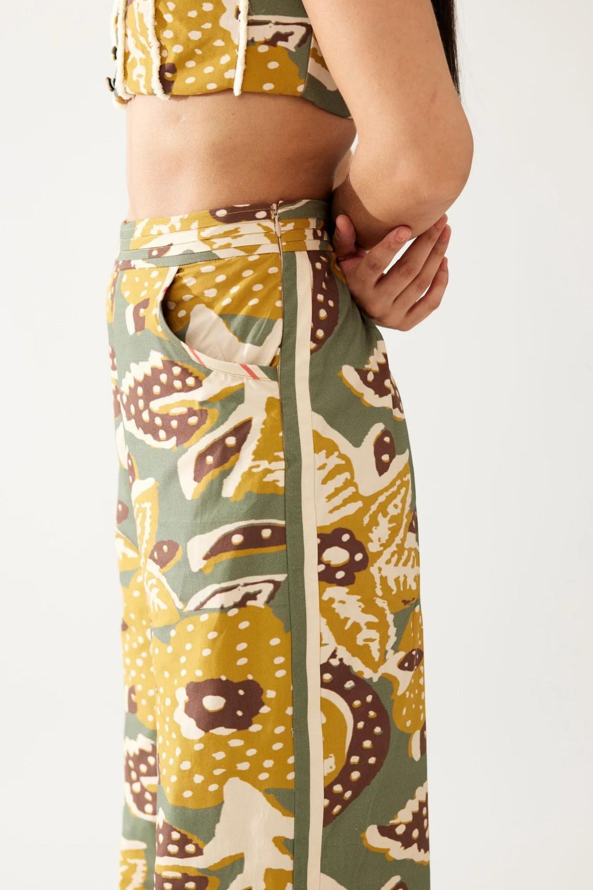Olive And Mustard Floral Pants