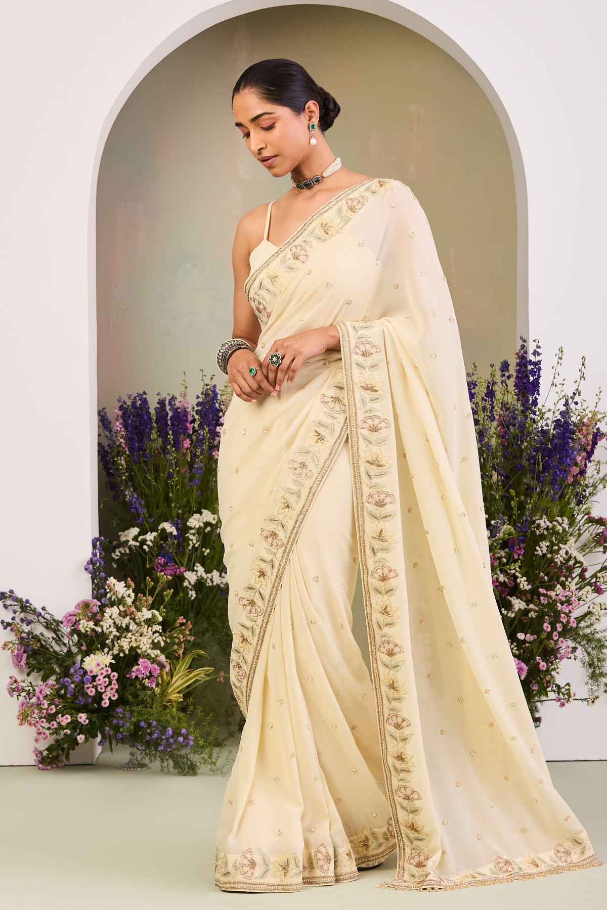 Bahia Saree Set With Cape