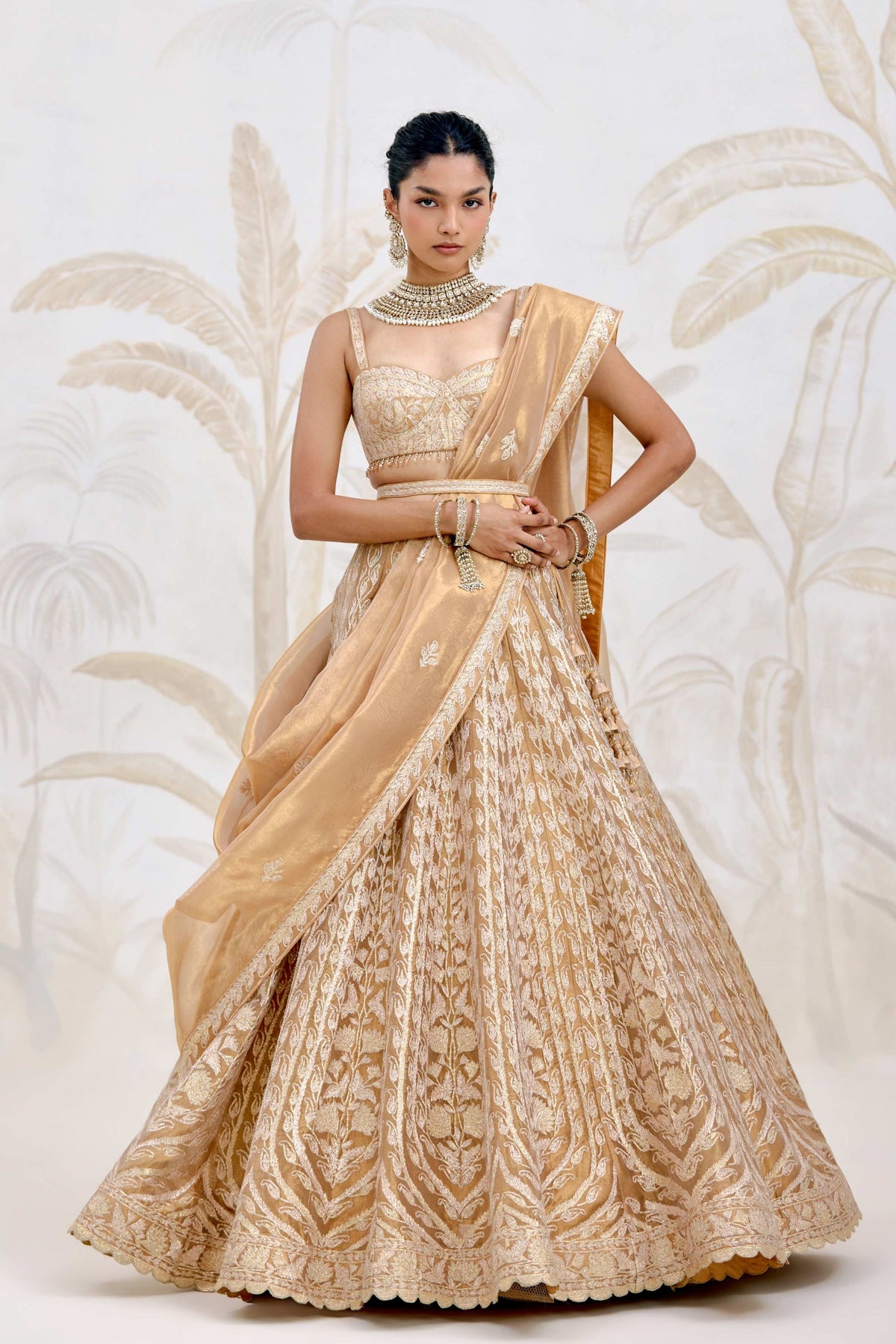 Gold Organza Lehenga Set