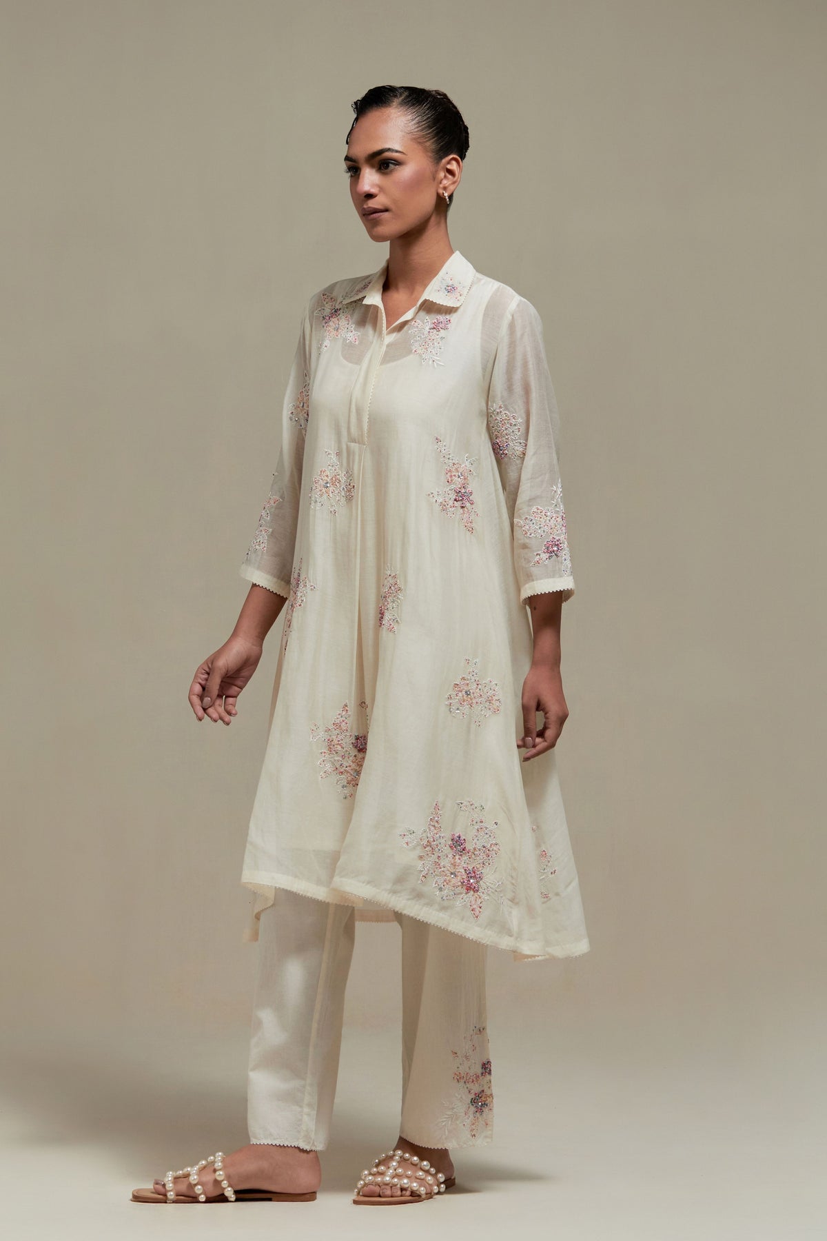 Pink Chanderi Kurta Set