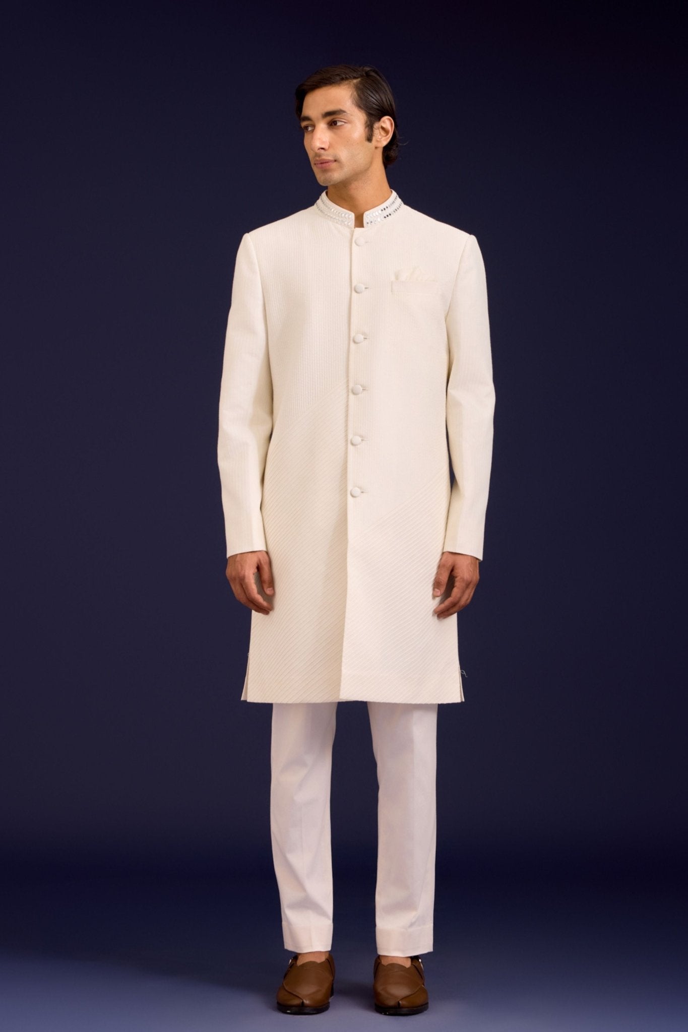 Ivory Sherwani Set - Devnaagri Menswear - Elahe