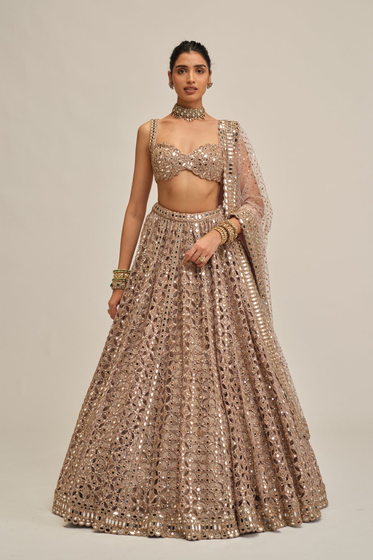 Ash Pink Circular Lehenga Set