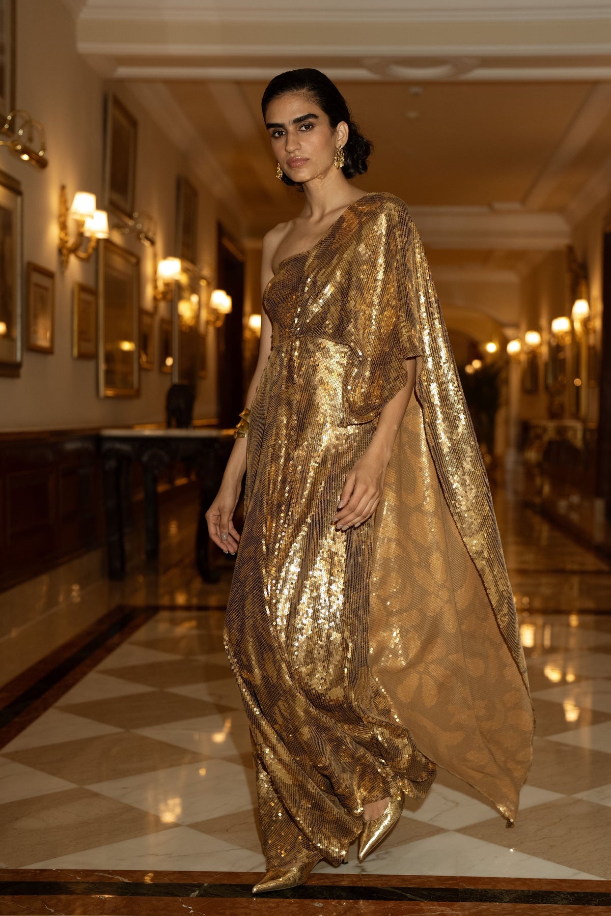 Embroidered Saree Drape Gown