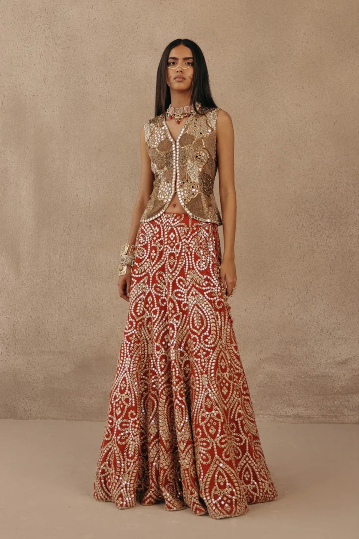 Rust Zari Lehenga Set