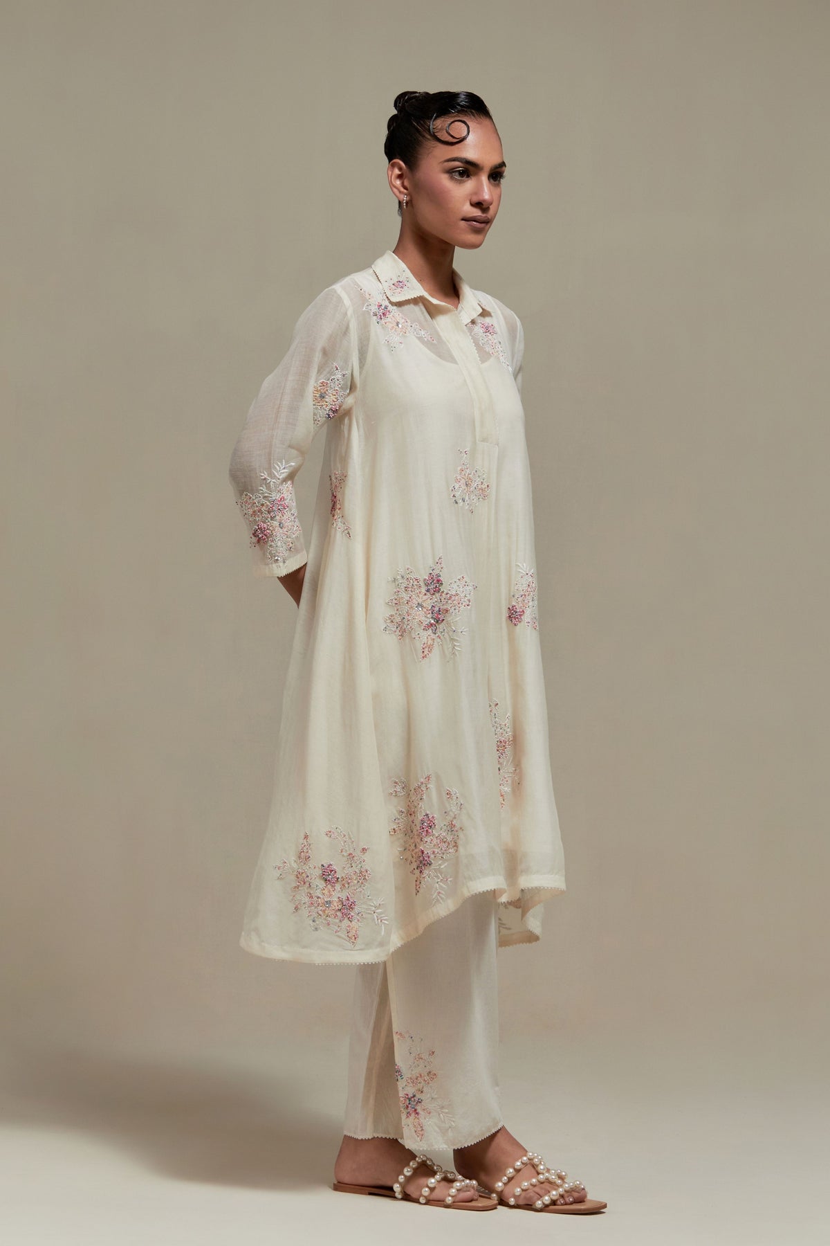 Pink Chanderi Kurta And Pants