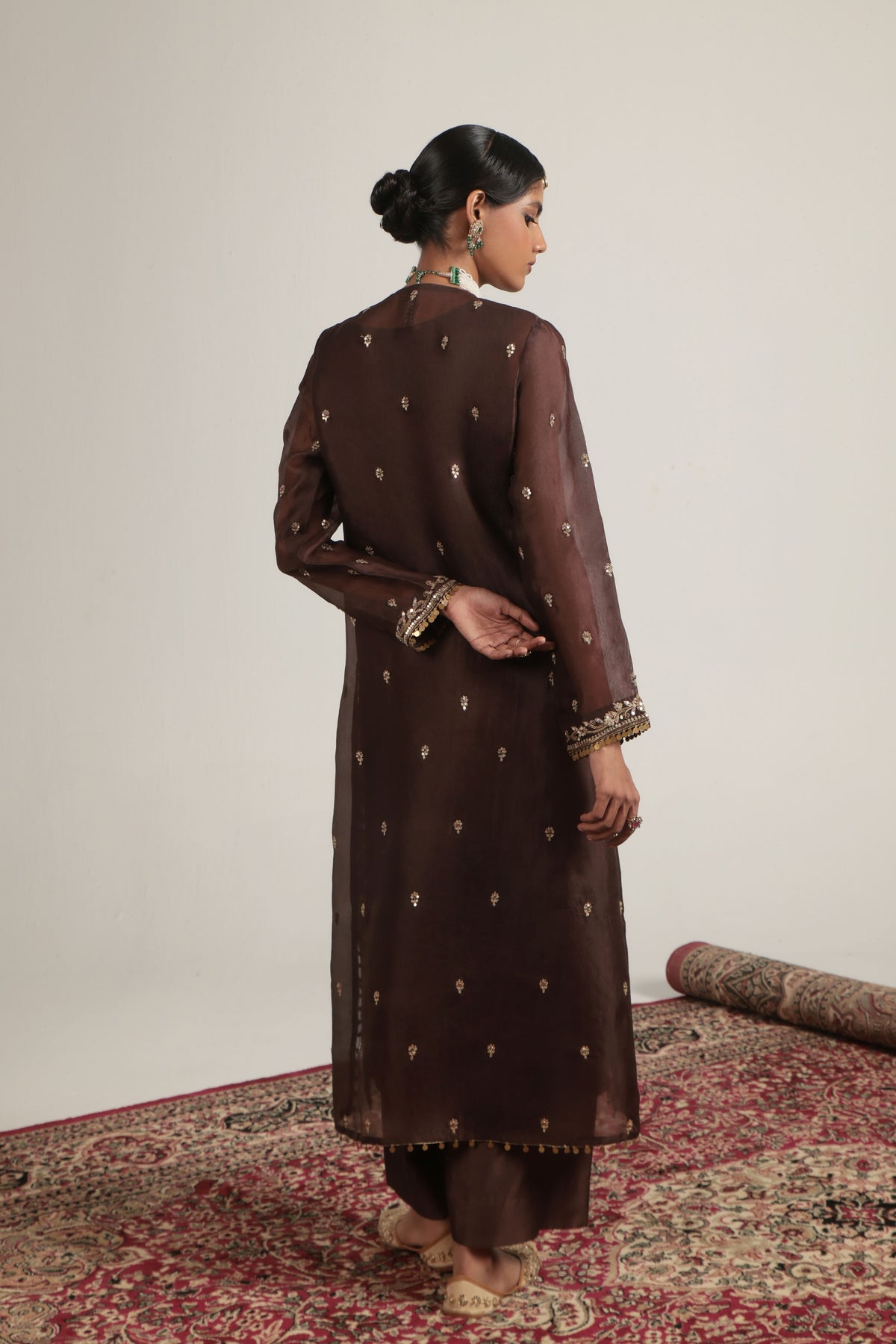 Brown Long Kurta Set