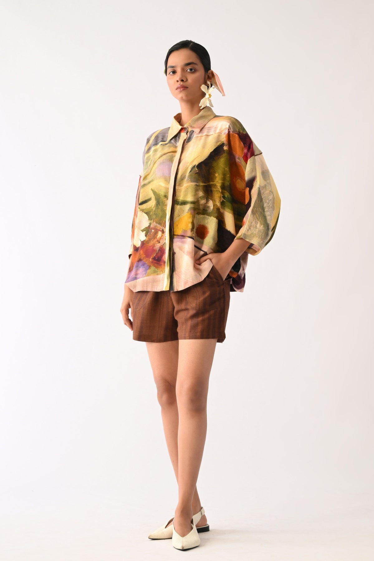 Brown Stripes Shorts