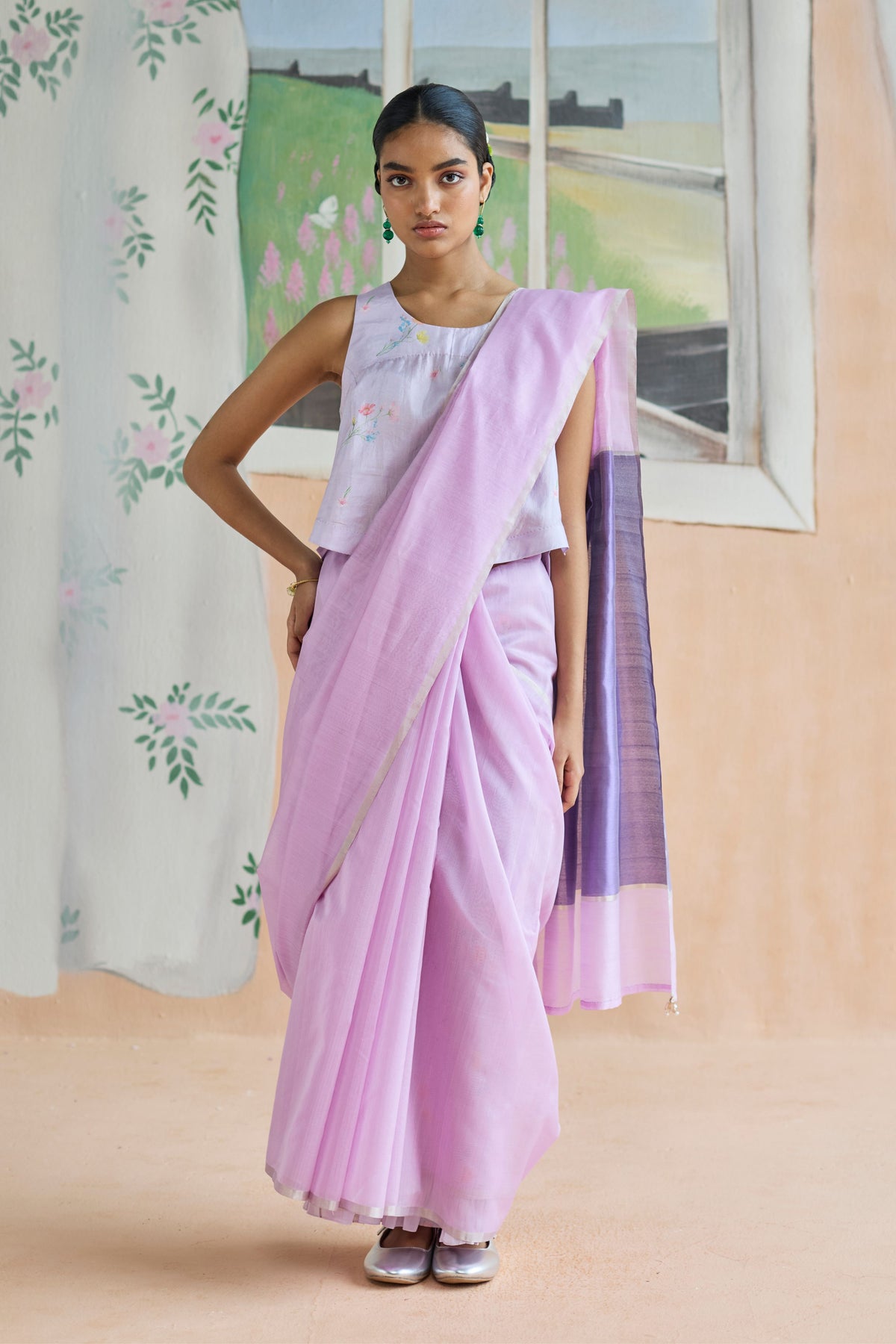Orchid Mist Chanderi Sari