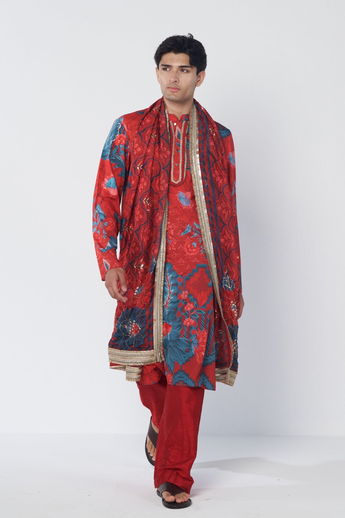 Red Mirage Kurta Set