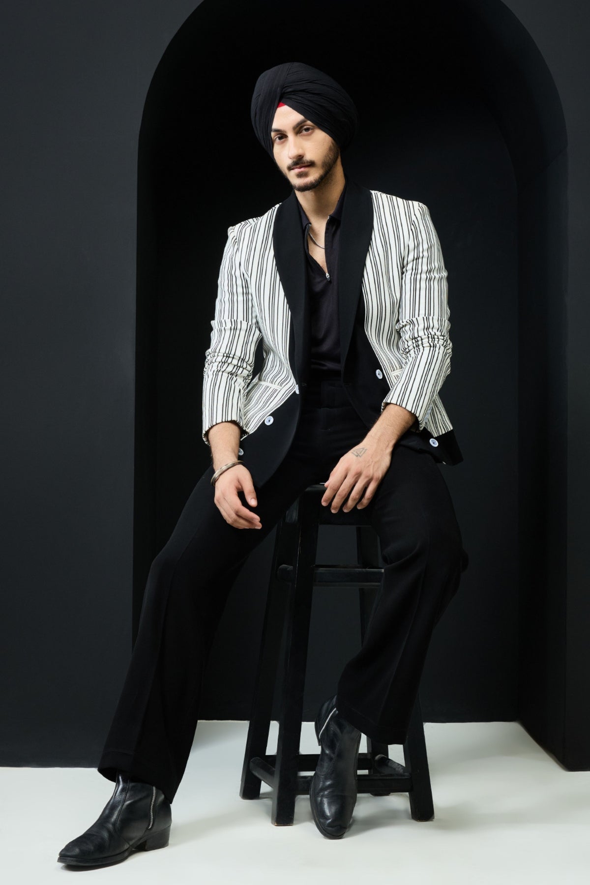 Black And White Jacket Set