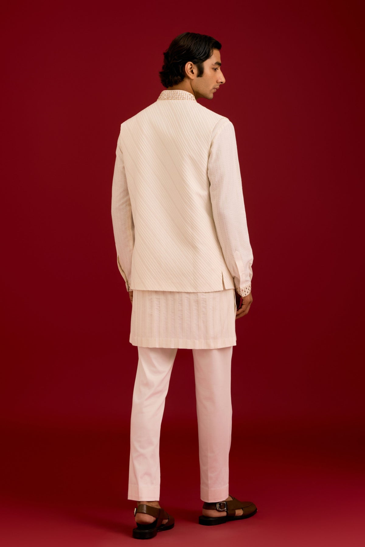 Ivory Cotton Silk Bundi Set