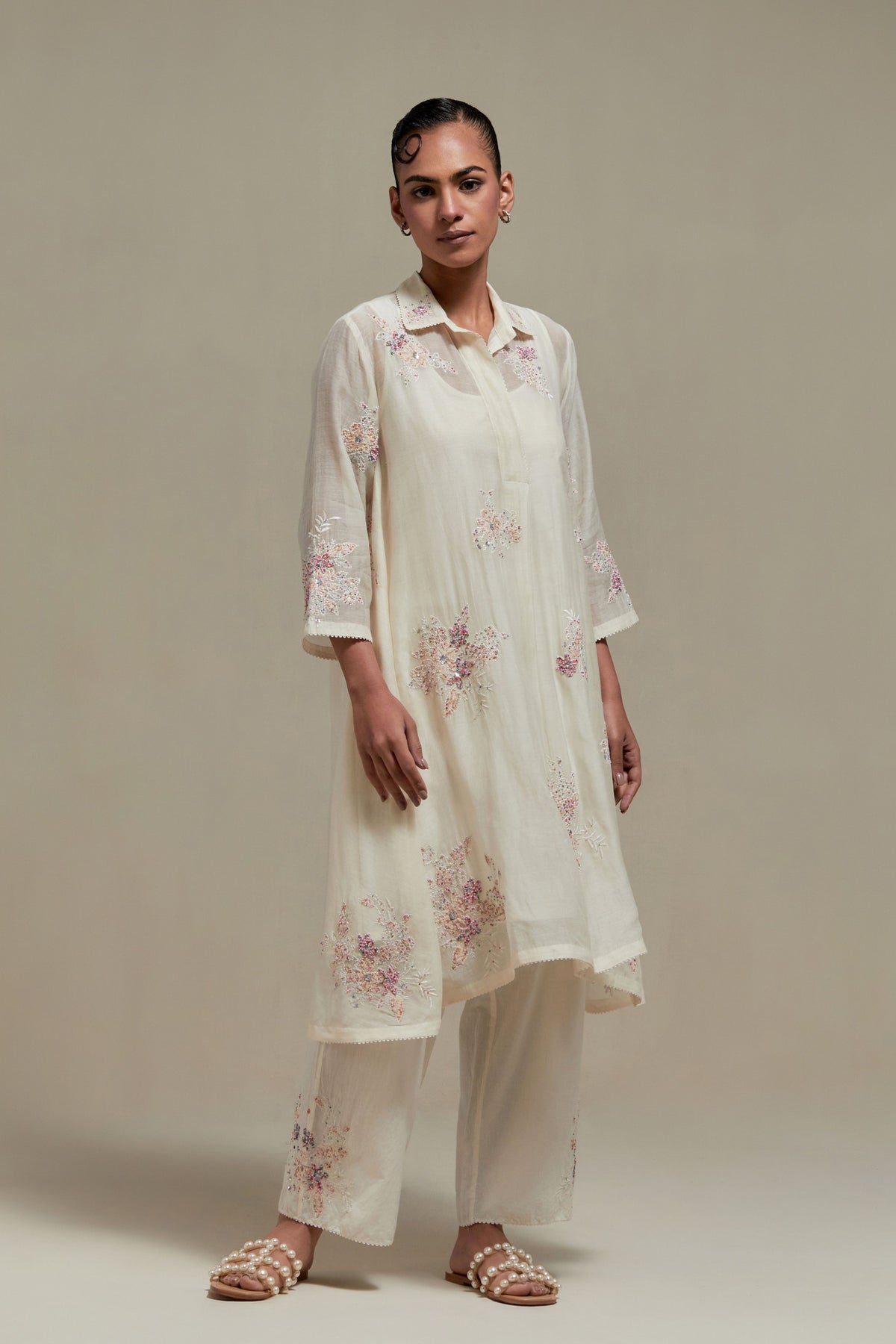 Pink Chanderi Kurta Set