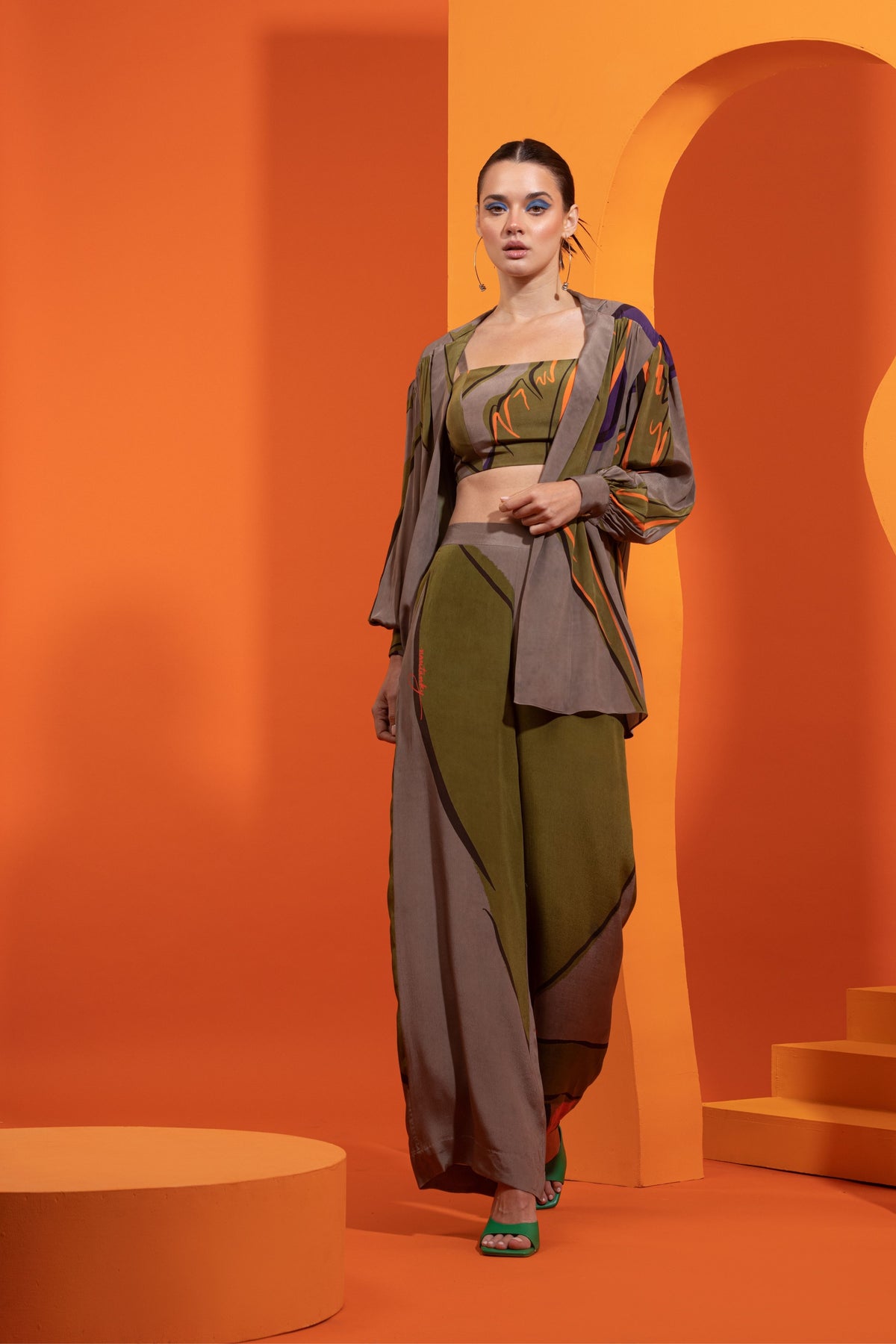 Artistic Printed Open Shirt Co-ord Set
