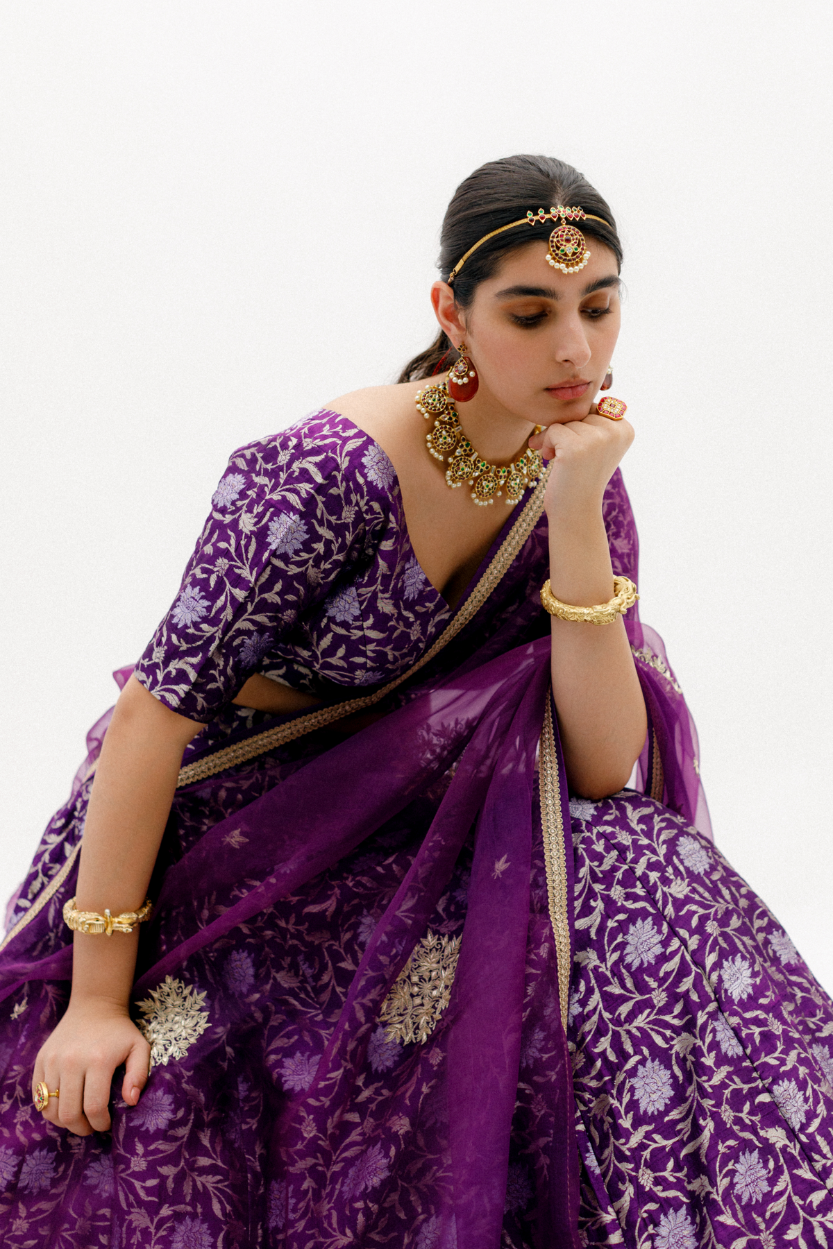 Purple Benarasi Silk Lehenga set