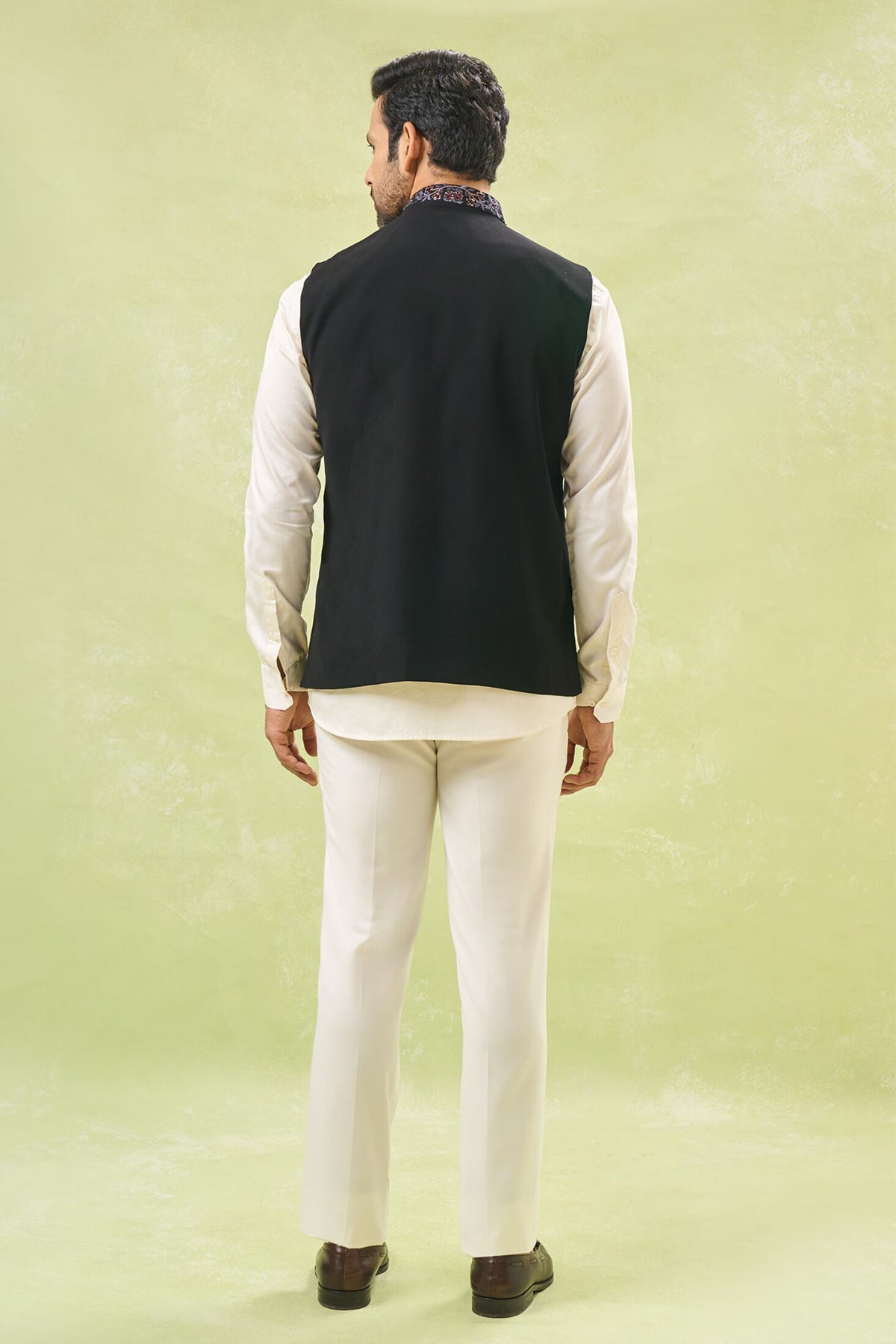 Black Embroidered Nehru Jacket