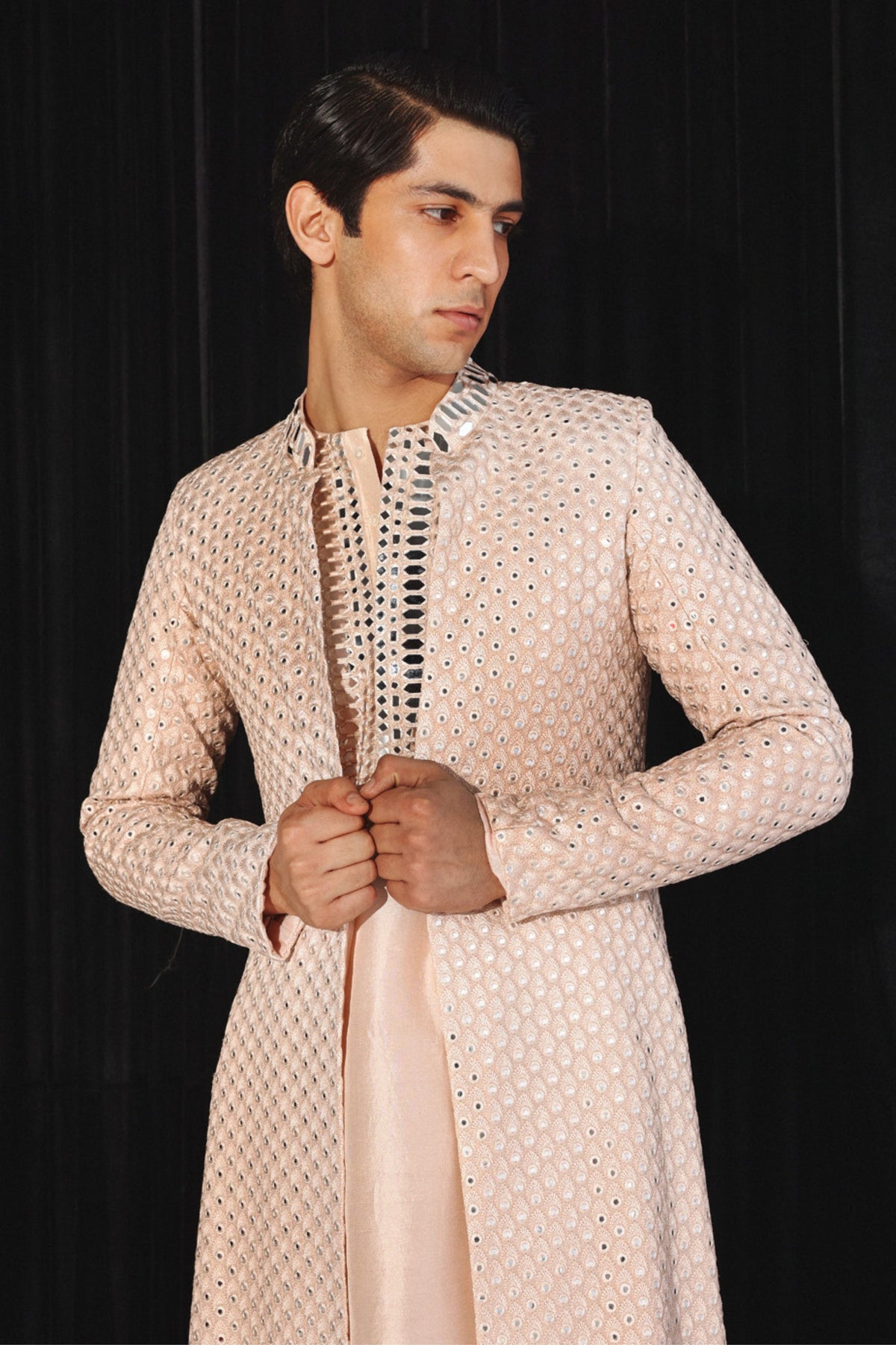 Blush Pink Mirrorwork Kurta Set