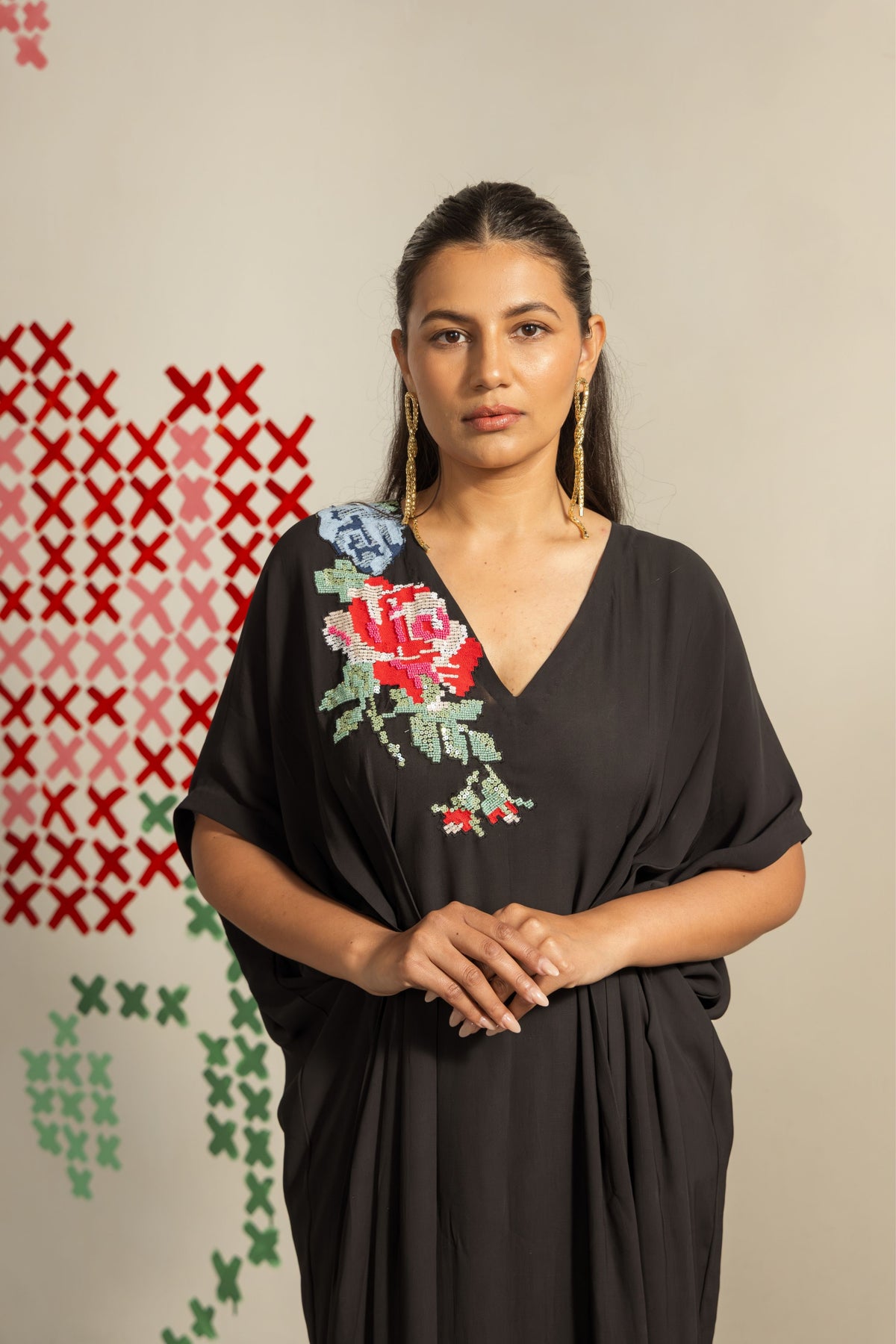 Black Bloom Kaftan