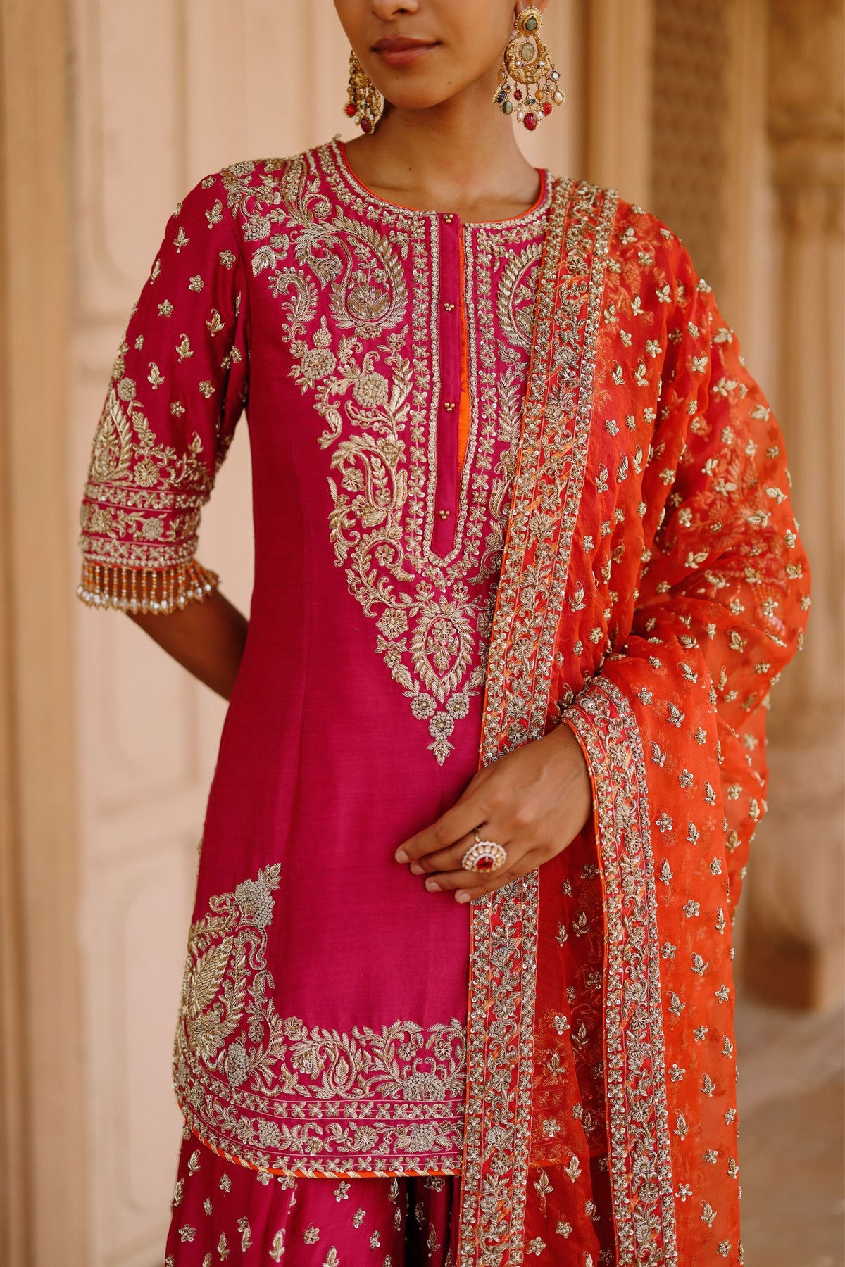 Maysam Hot Pink Sharara Set