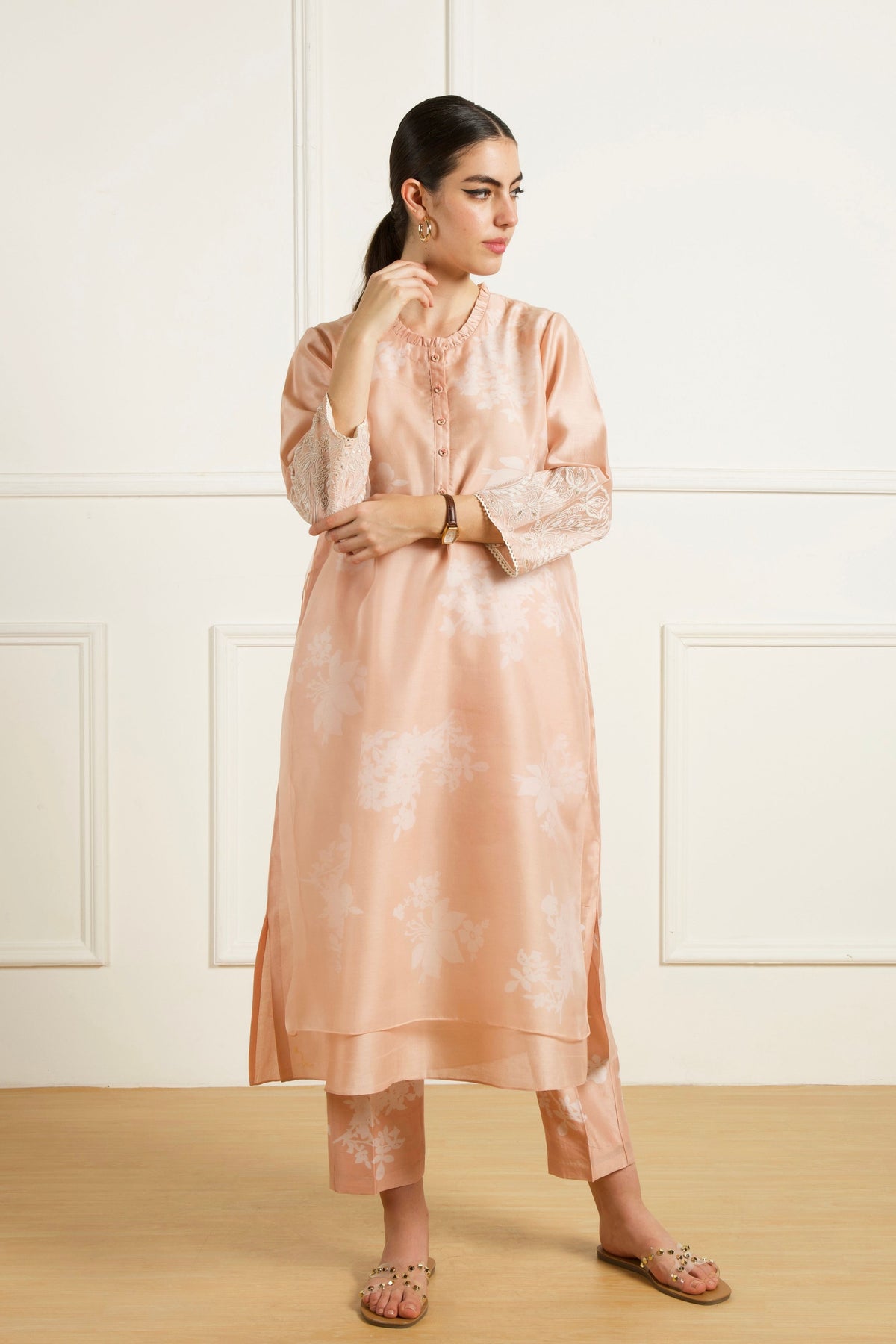 Old Rose Double Layer Kurta Set