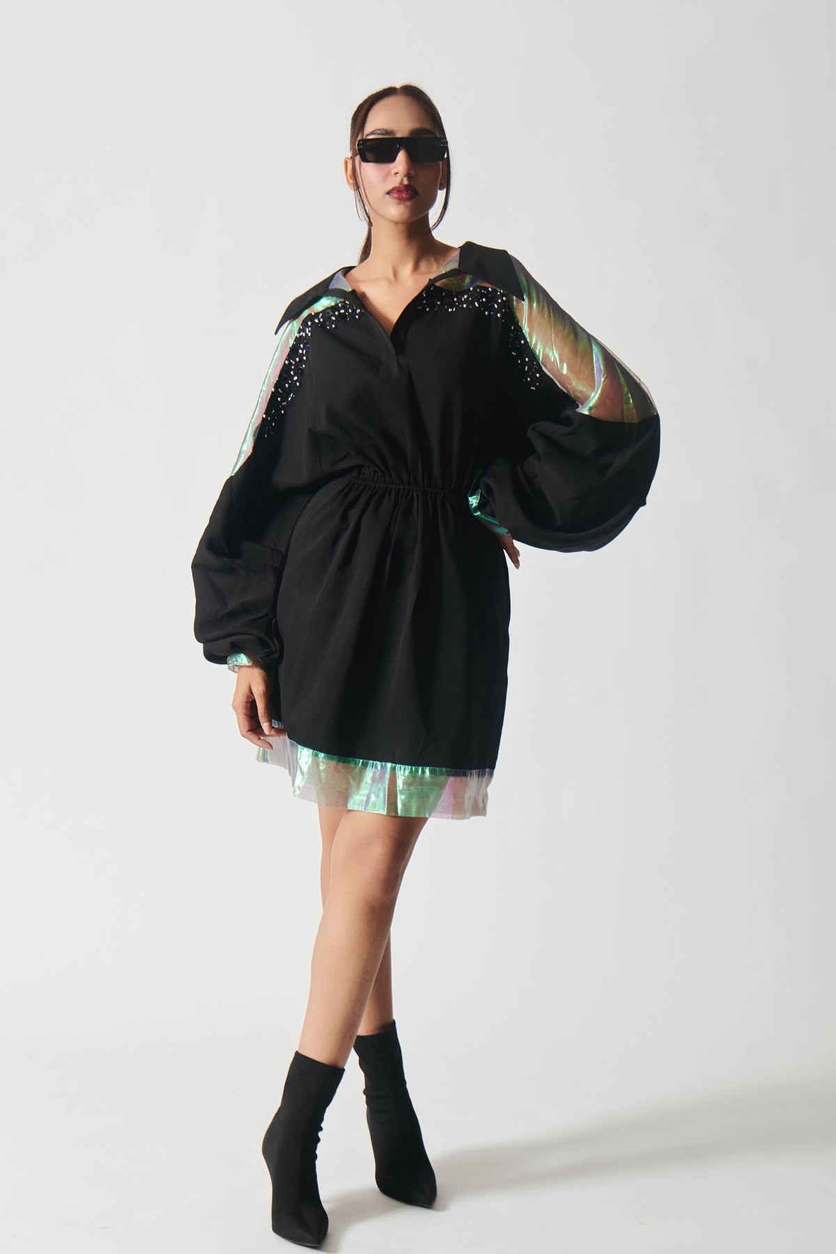 Holographic Noir Dress