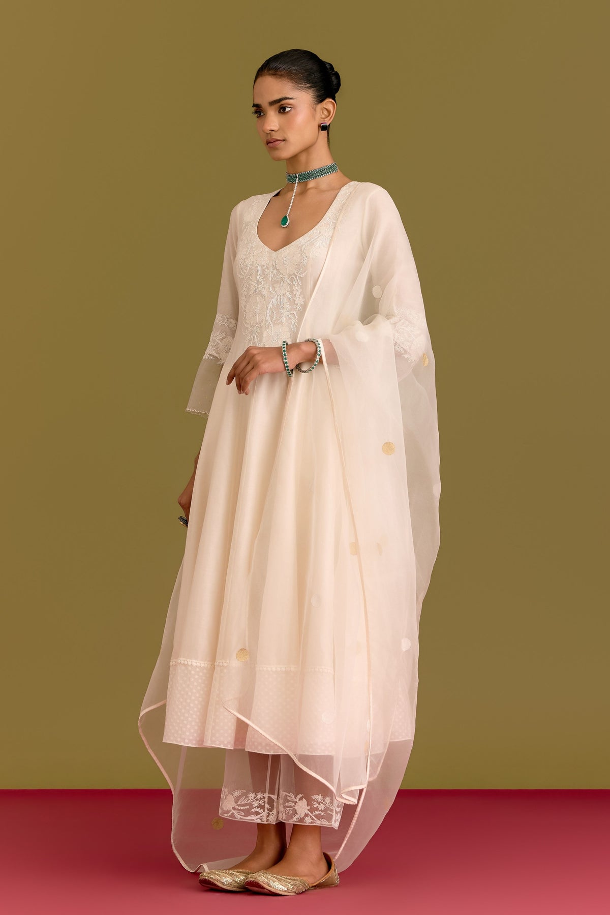 Ivory Anarkali Set