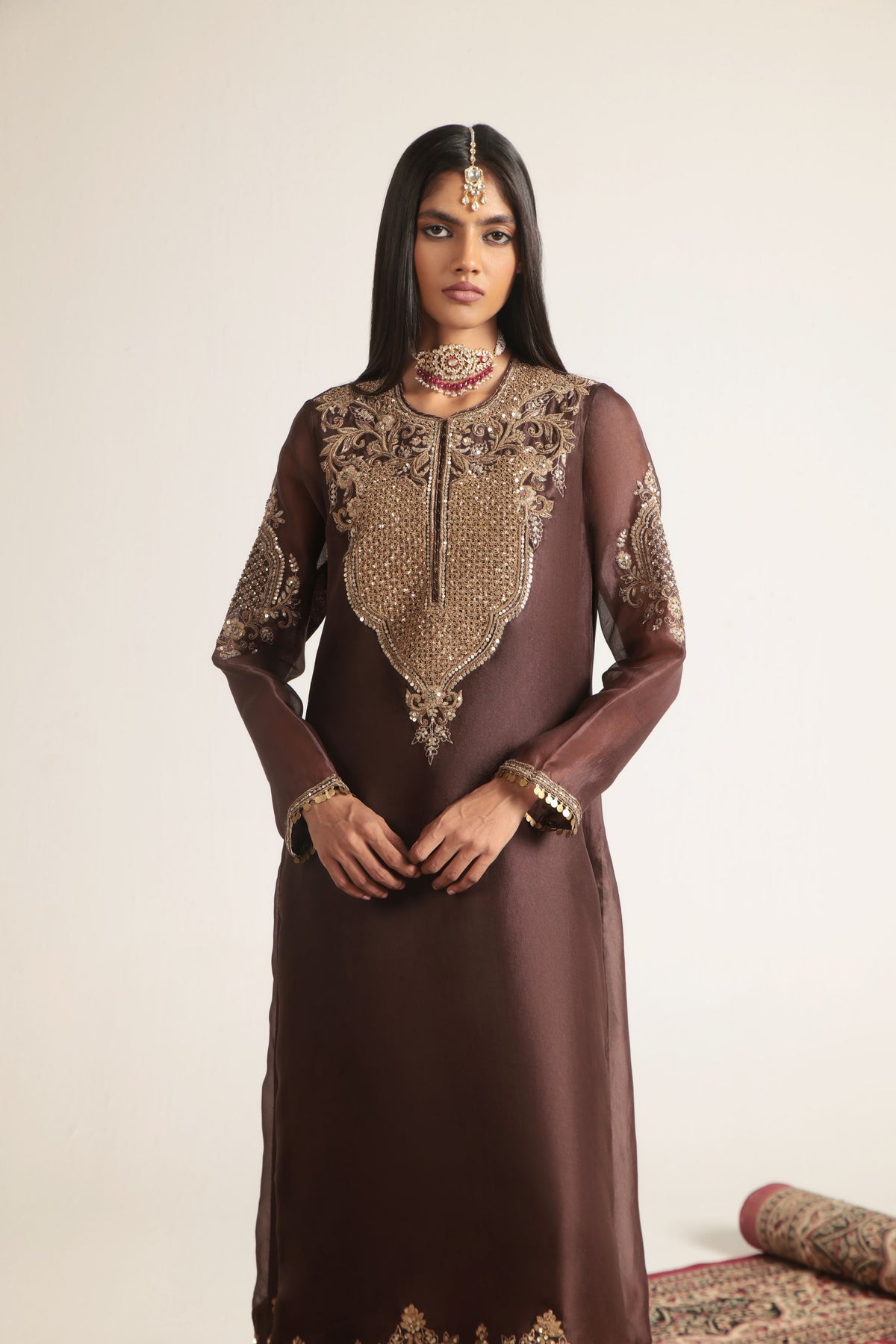 Brown Straight Kurta Set