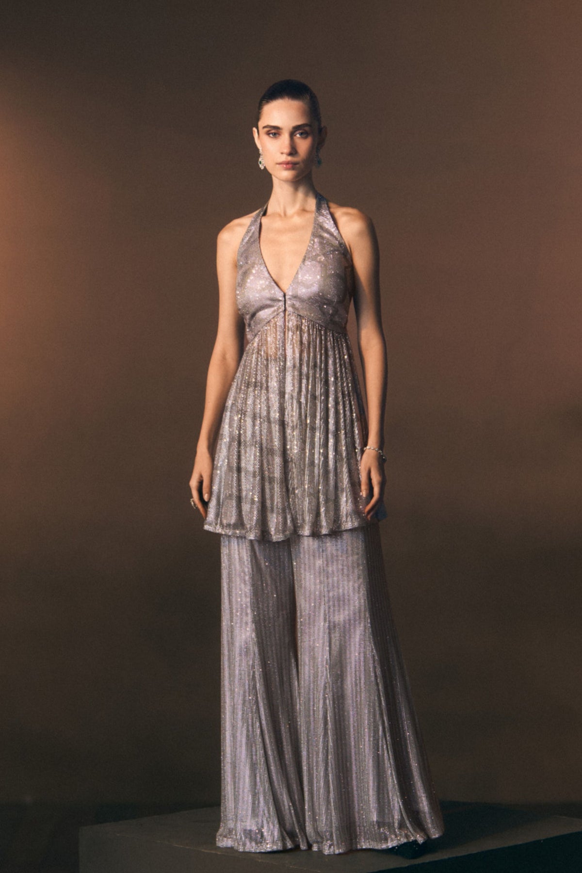 Slate Grey Sharara Pants Set