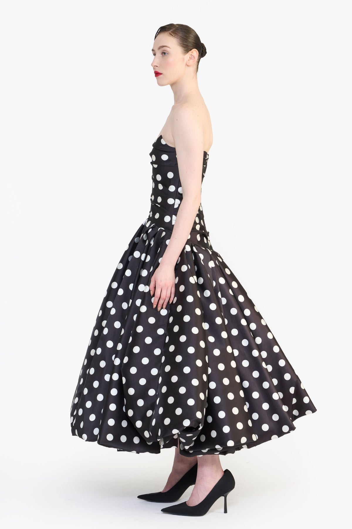 Strapless Draped Balloon Midi