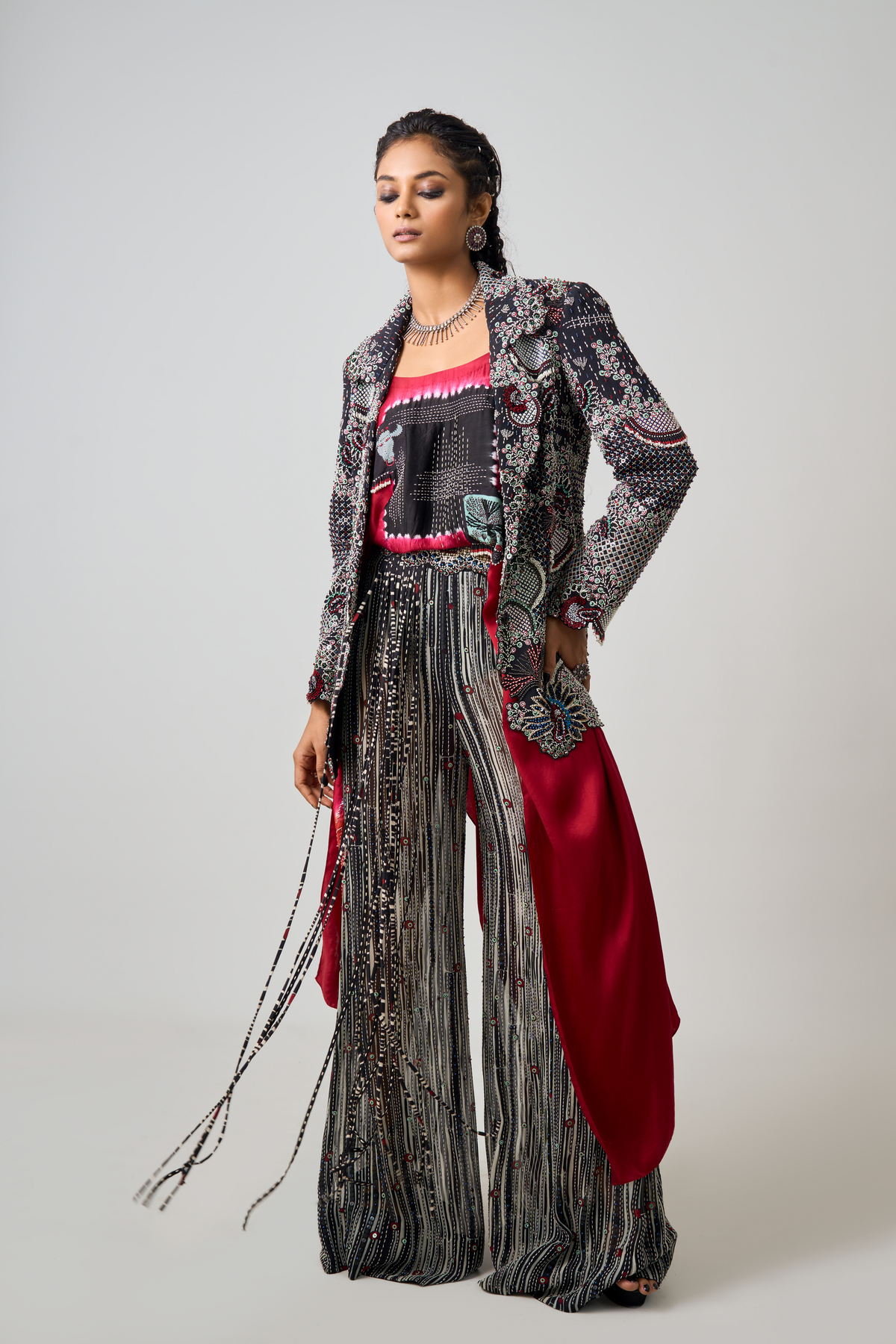 Embroidered Tye-dye Blazer Set