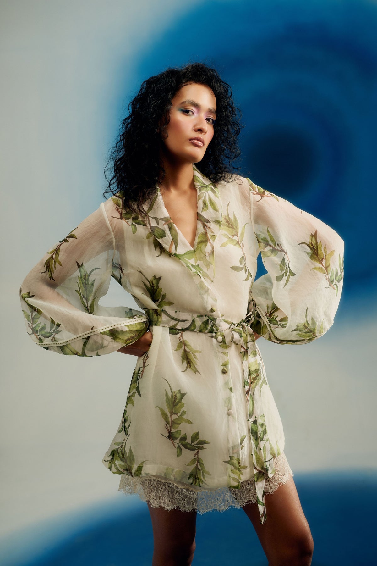 Organza Belted Trench Dress