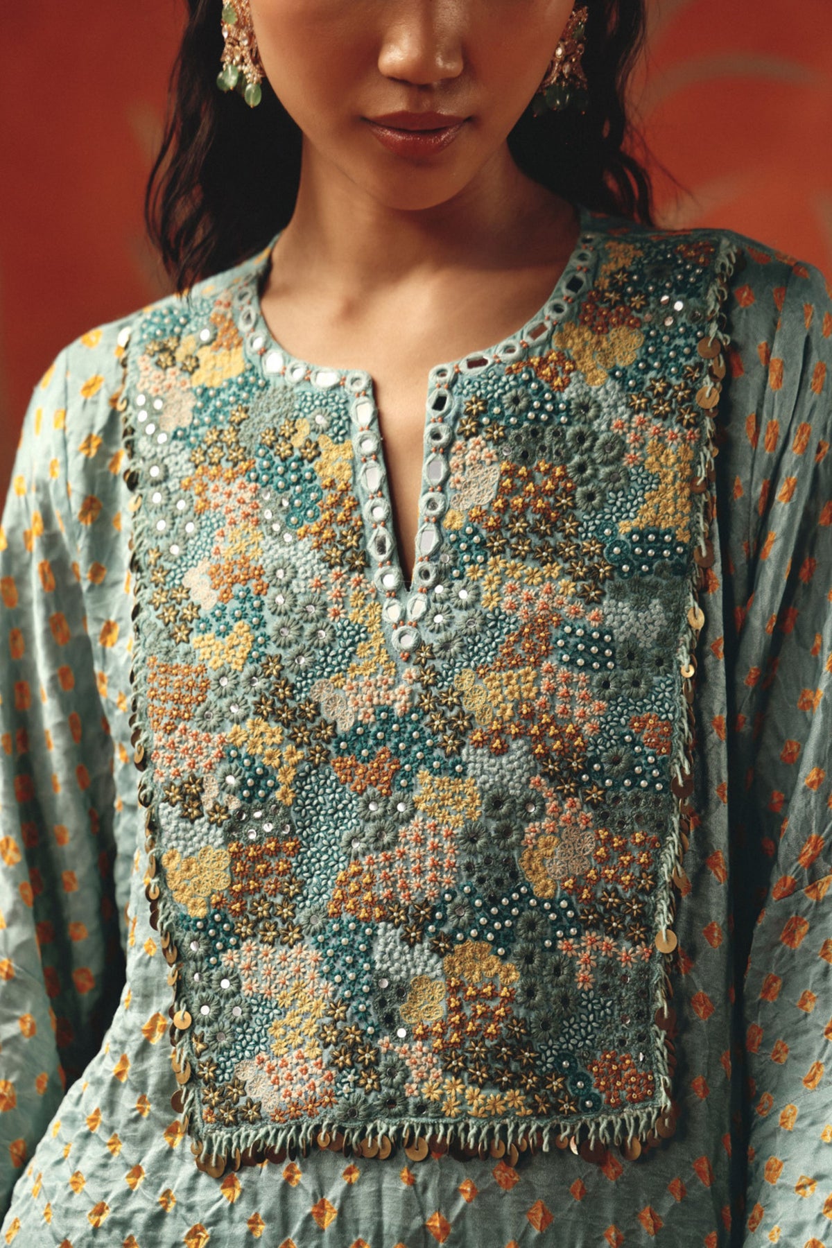 Gajji Bandhani Kaftan