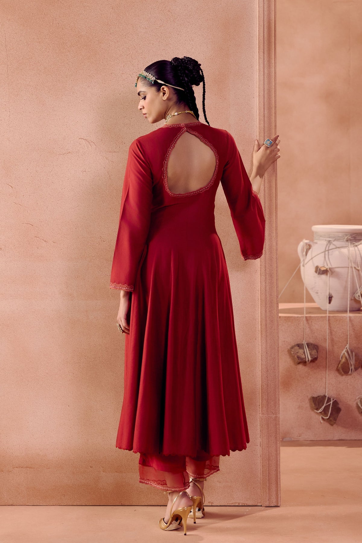 Maroon Anarkali Set