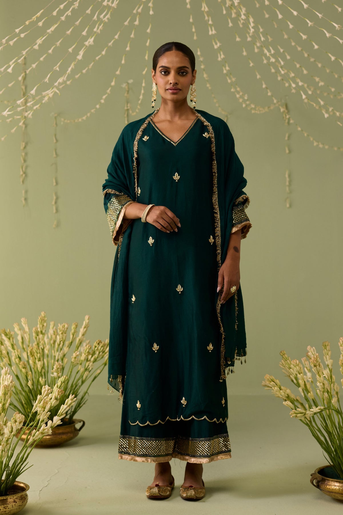 Green Embroidered Kurta Set