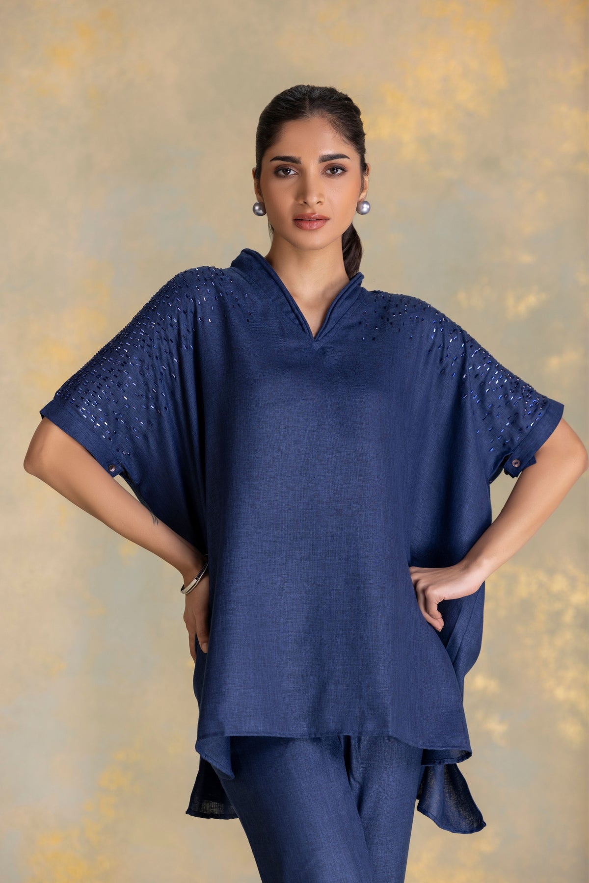 Navy Rain Square Top