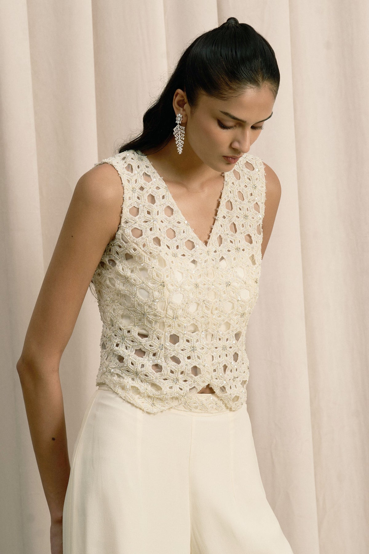Ivory Embroidered Jacket Set