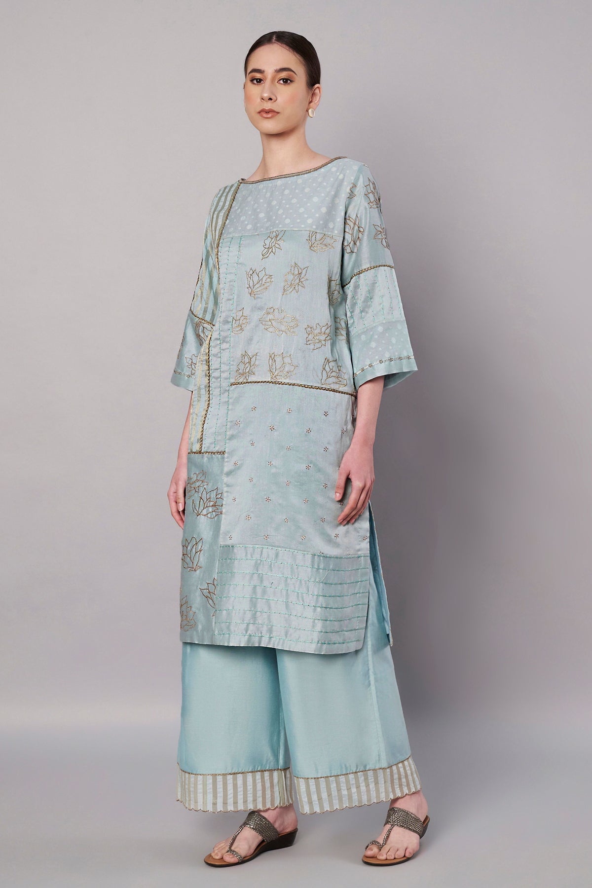 Spring Collage Ice Blue Kurta Set