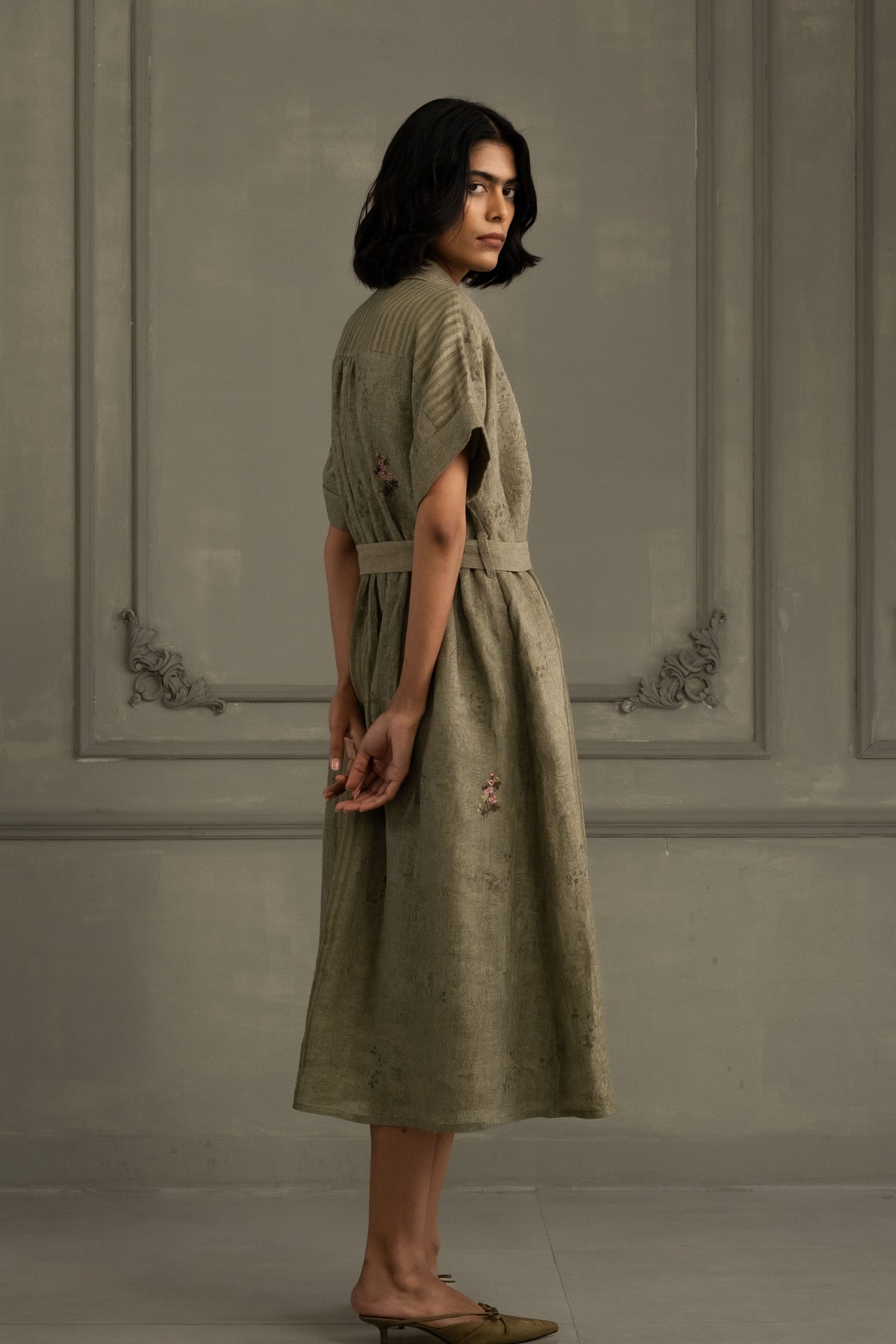 Sage Green Embroidered Dress