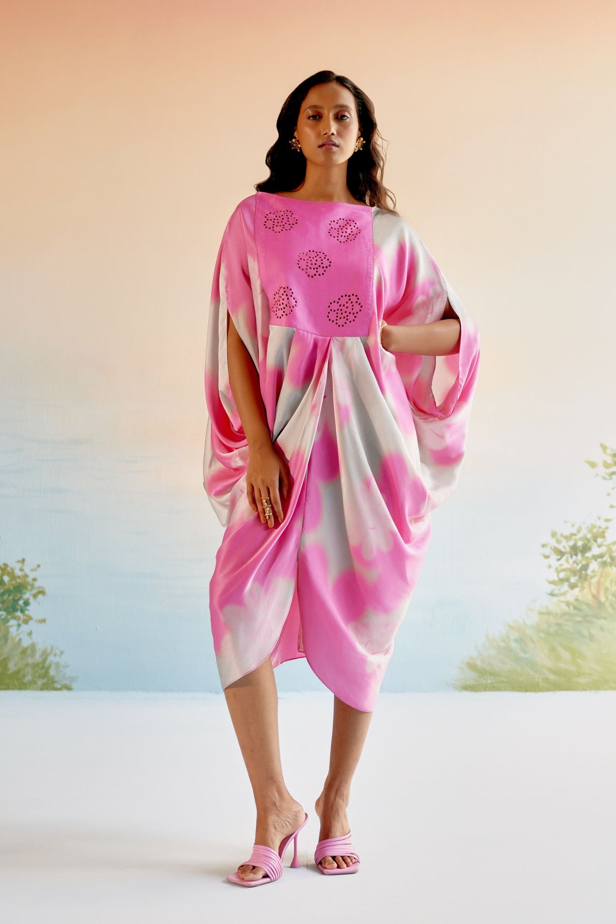Echo Garden Pink Silk Dress