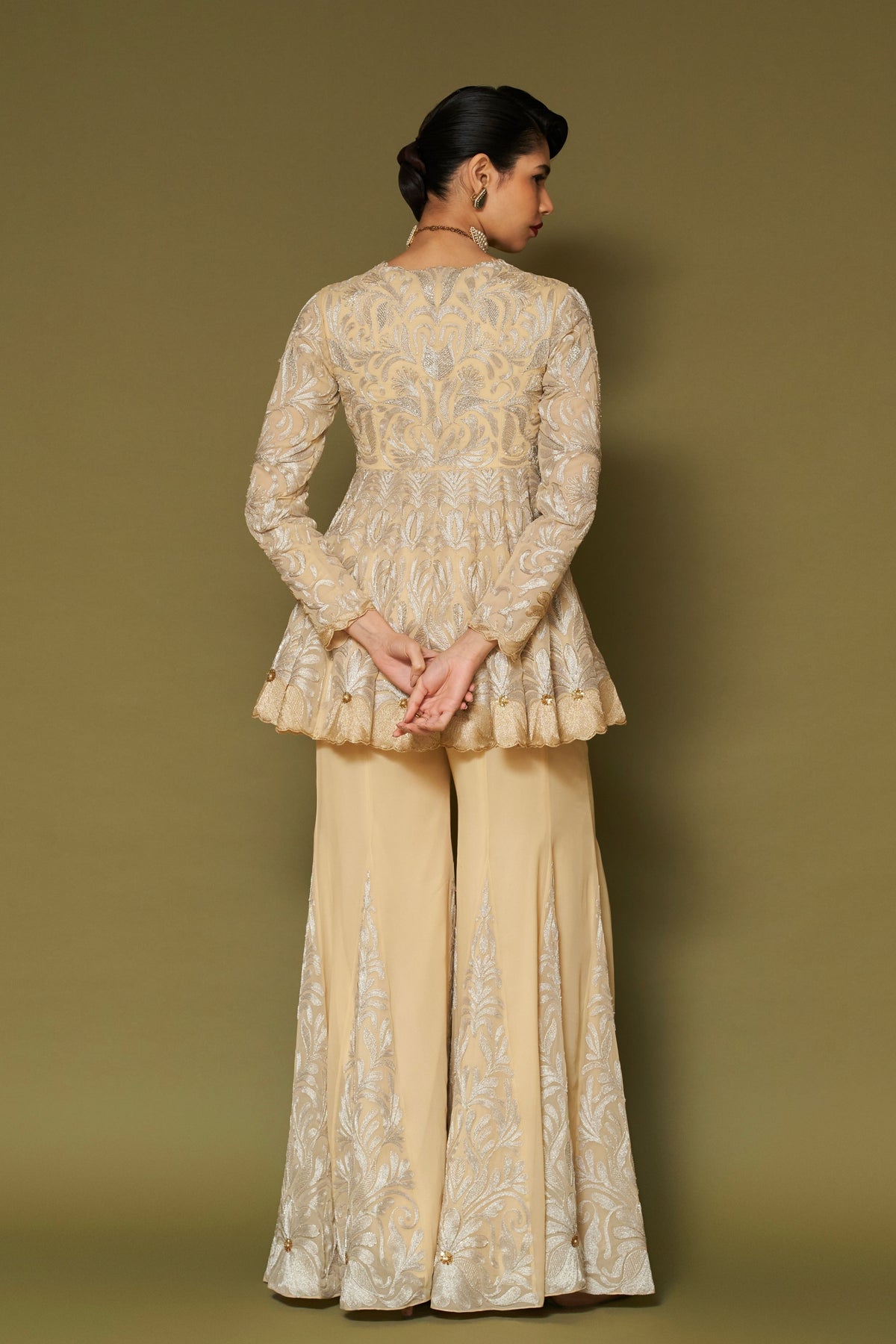 Butter Yellow Georgette Sharara Set