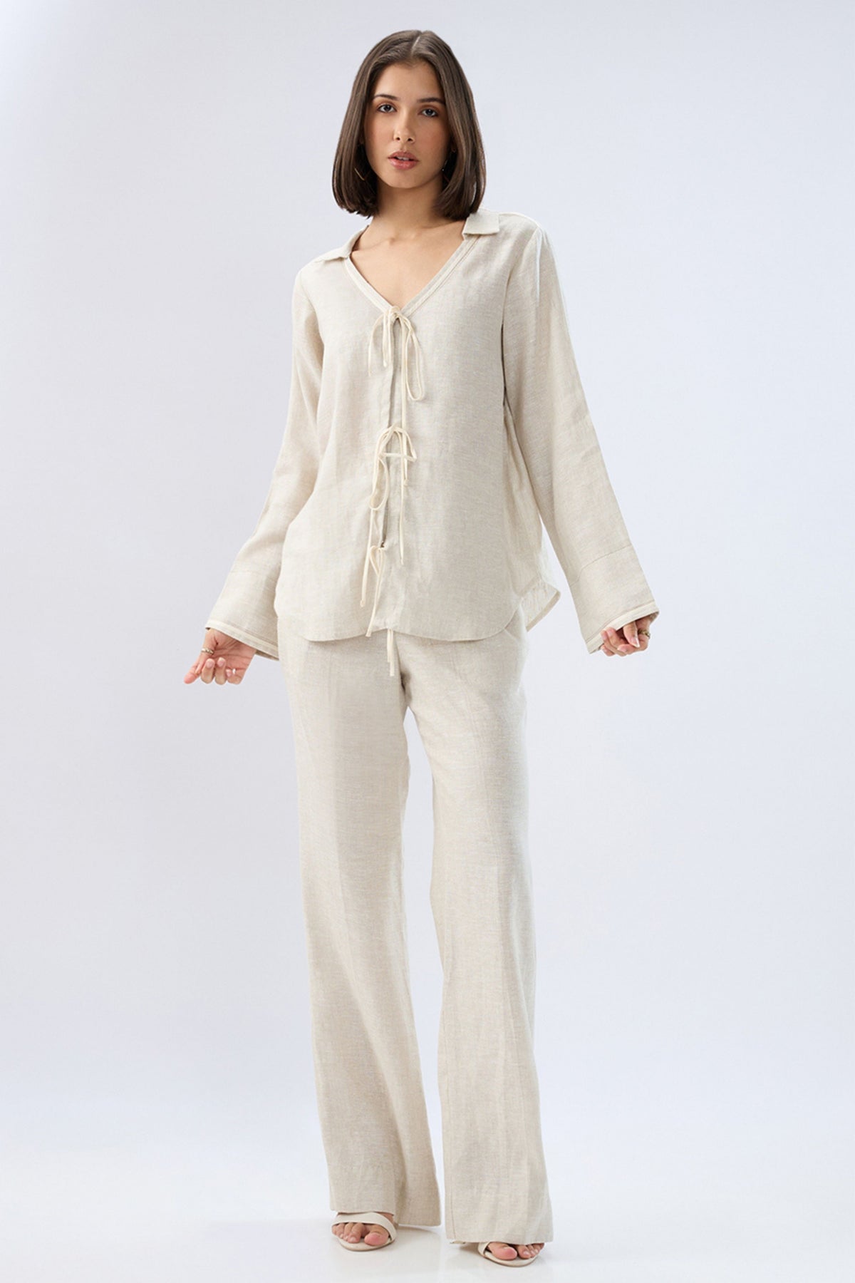 Beige Tie-up Co-ord Set