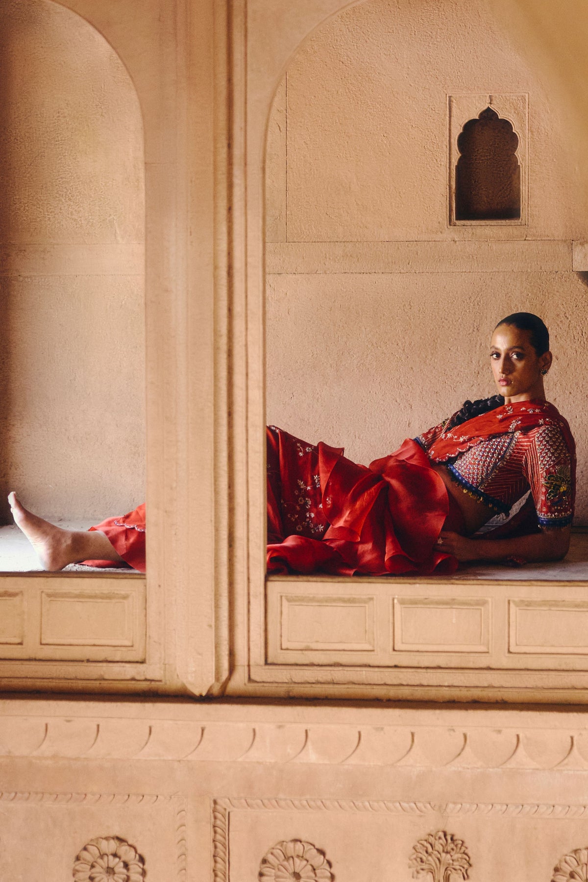 Crimson Draped Saree