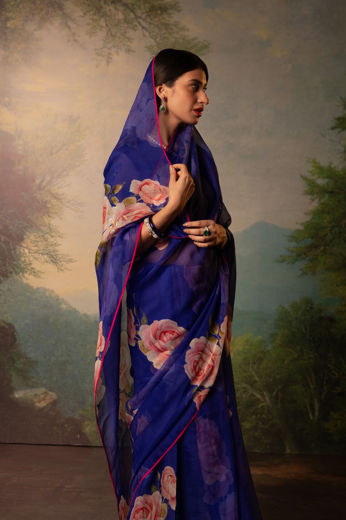 Ophelia Printed French Chiffon Saree