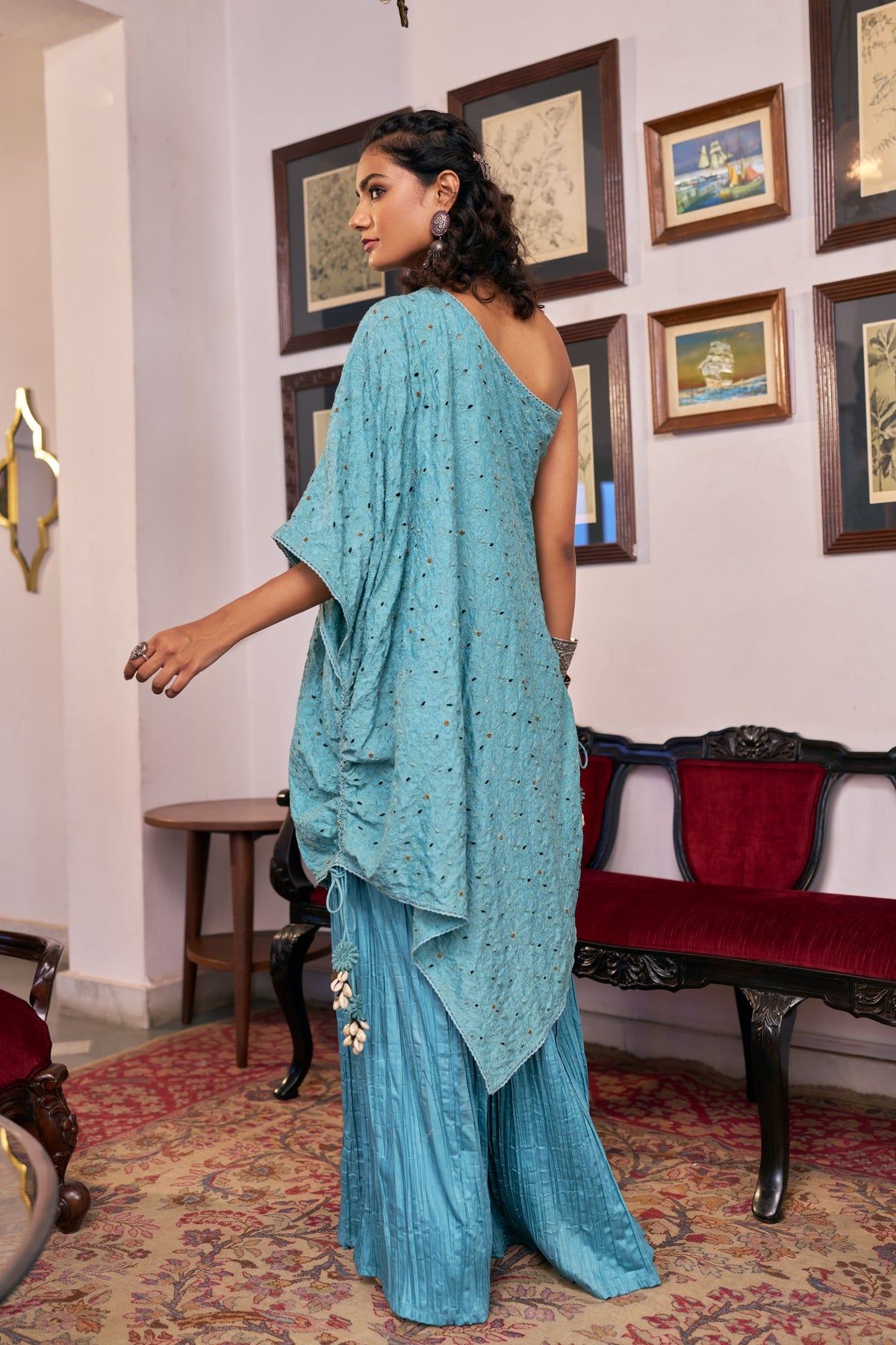 Blush Handwork One Side Kurta Set