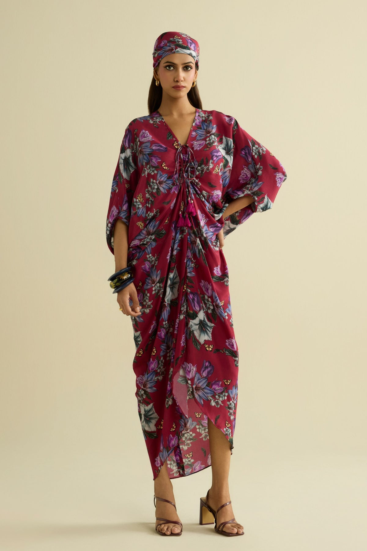 Maroon Embroidered Kaftan