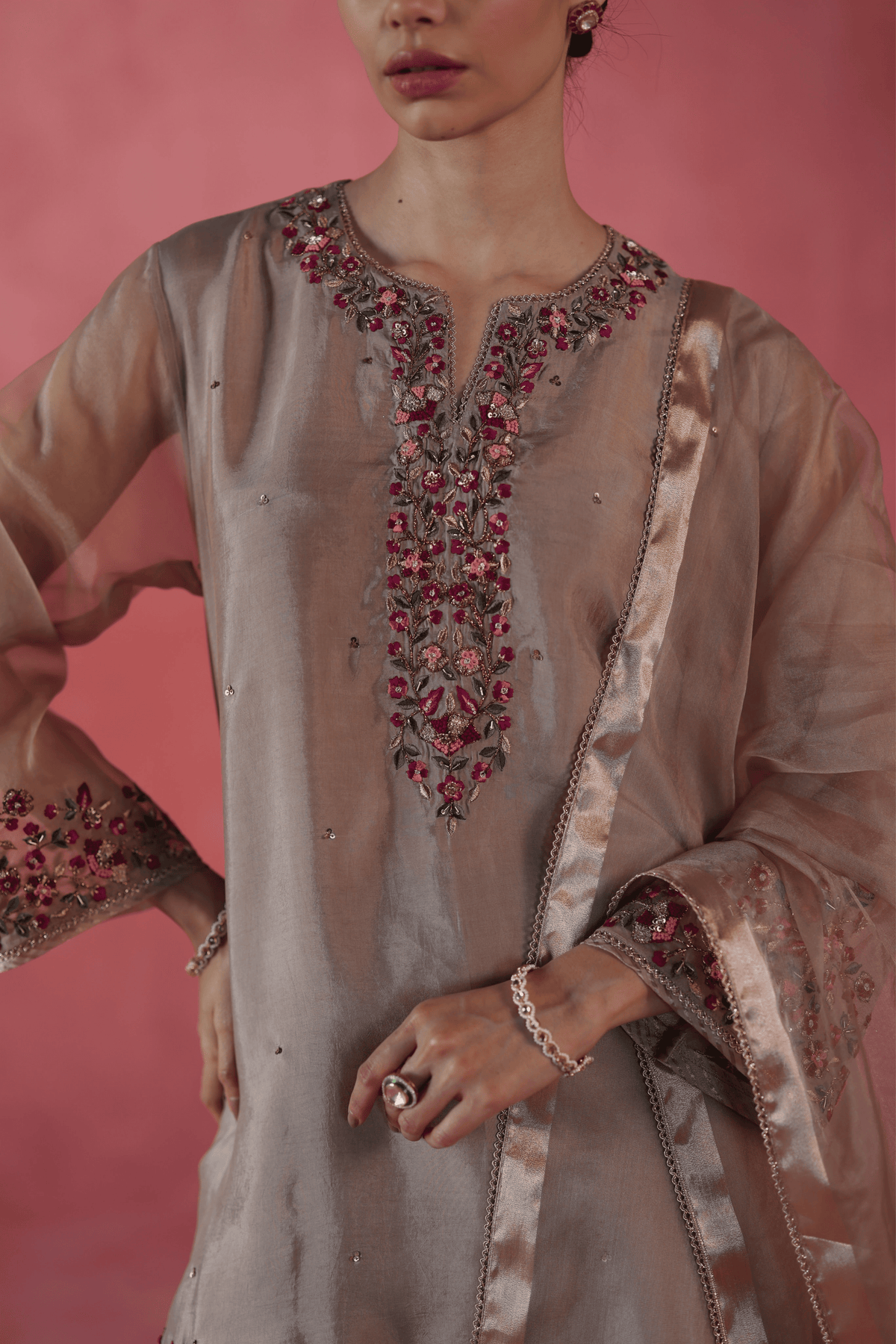 Beige Kewra Kurta Set