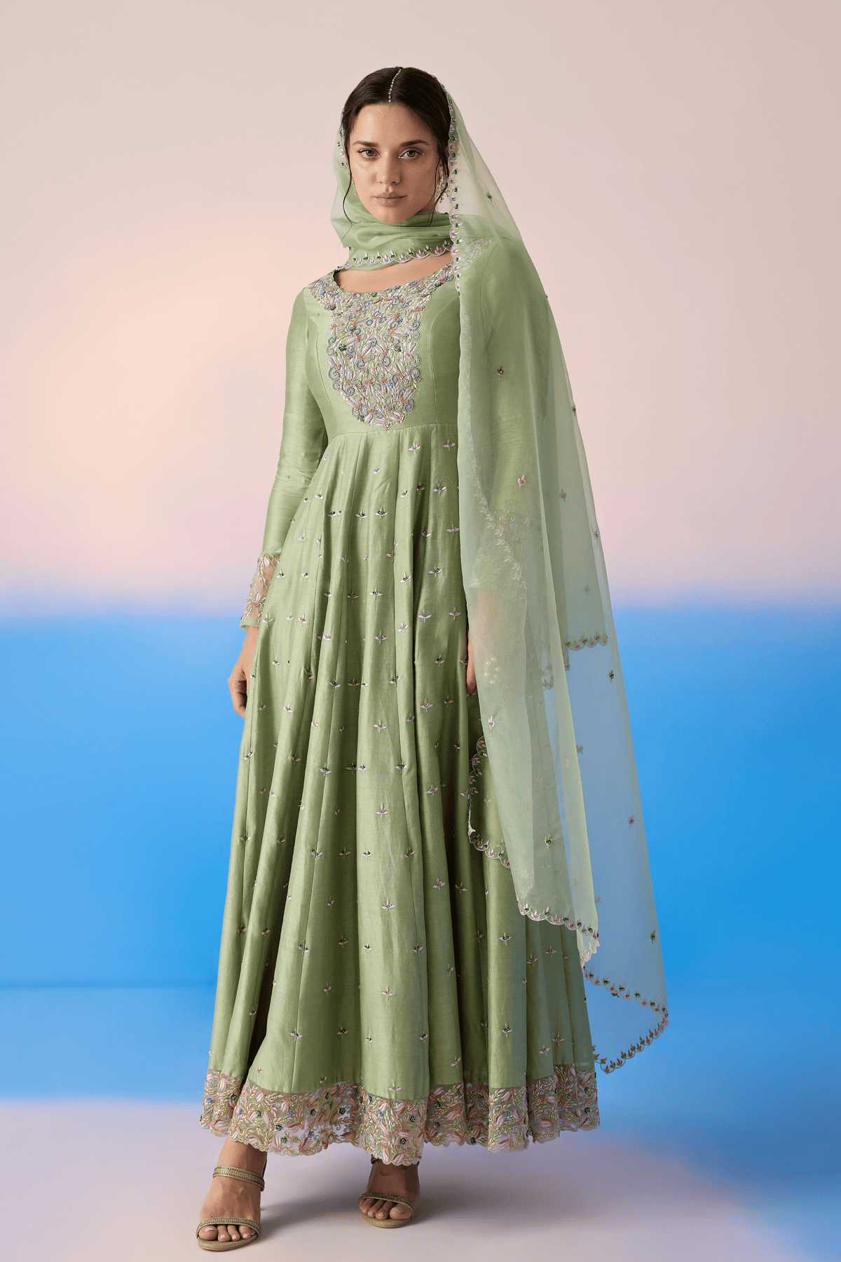 Sage Green Anarkali