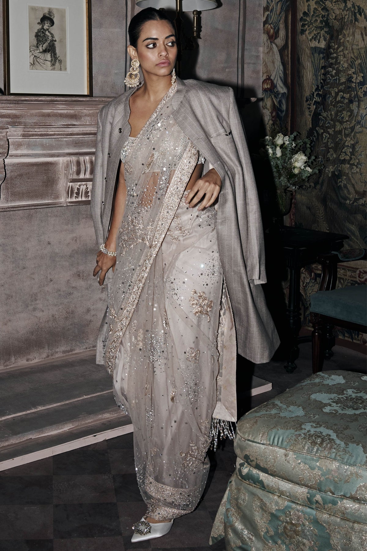 Midnight Masai Tulle Saree Set