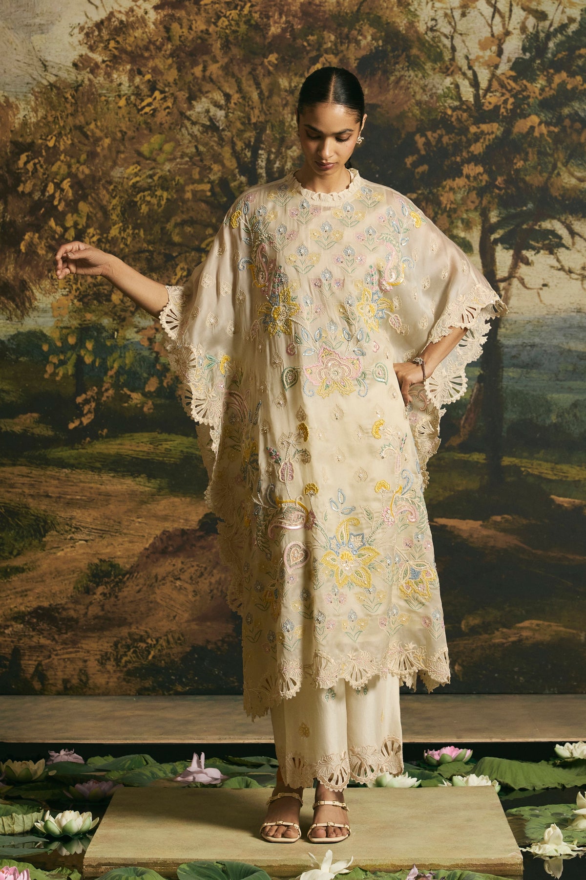 Ivory Silk Kaftan