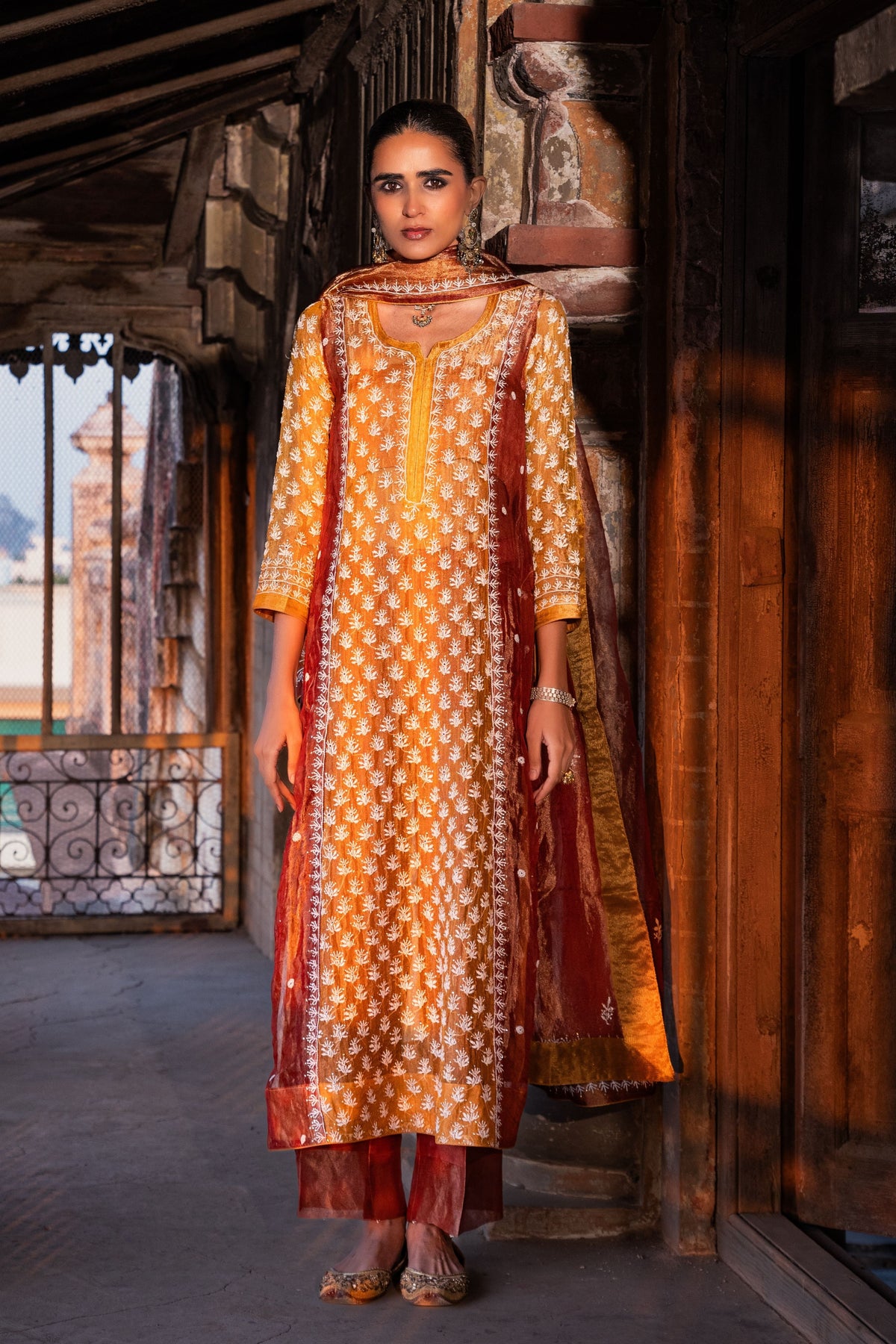 Red Straight Suit Set