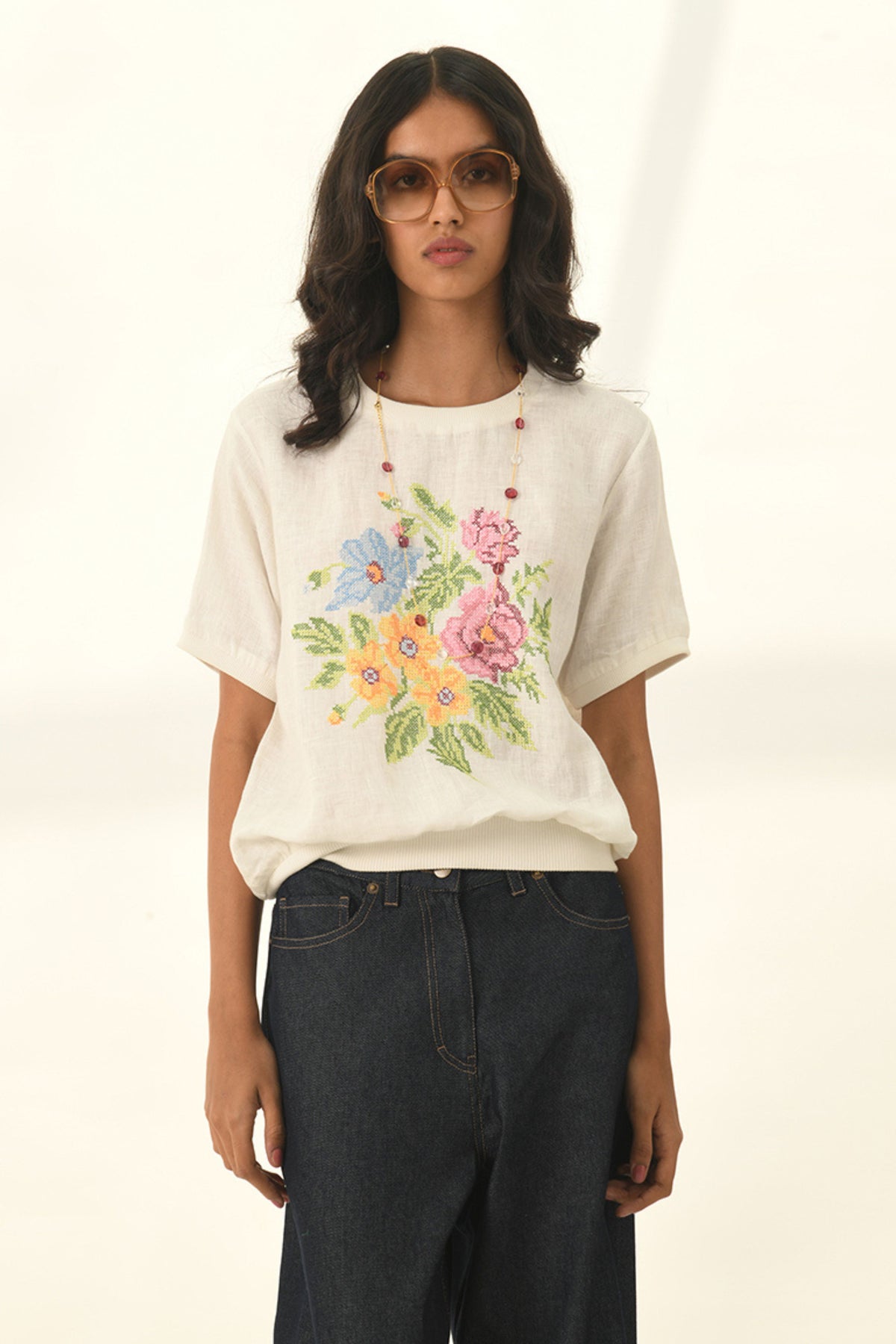 White Ekstase Embroidered Top